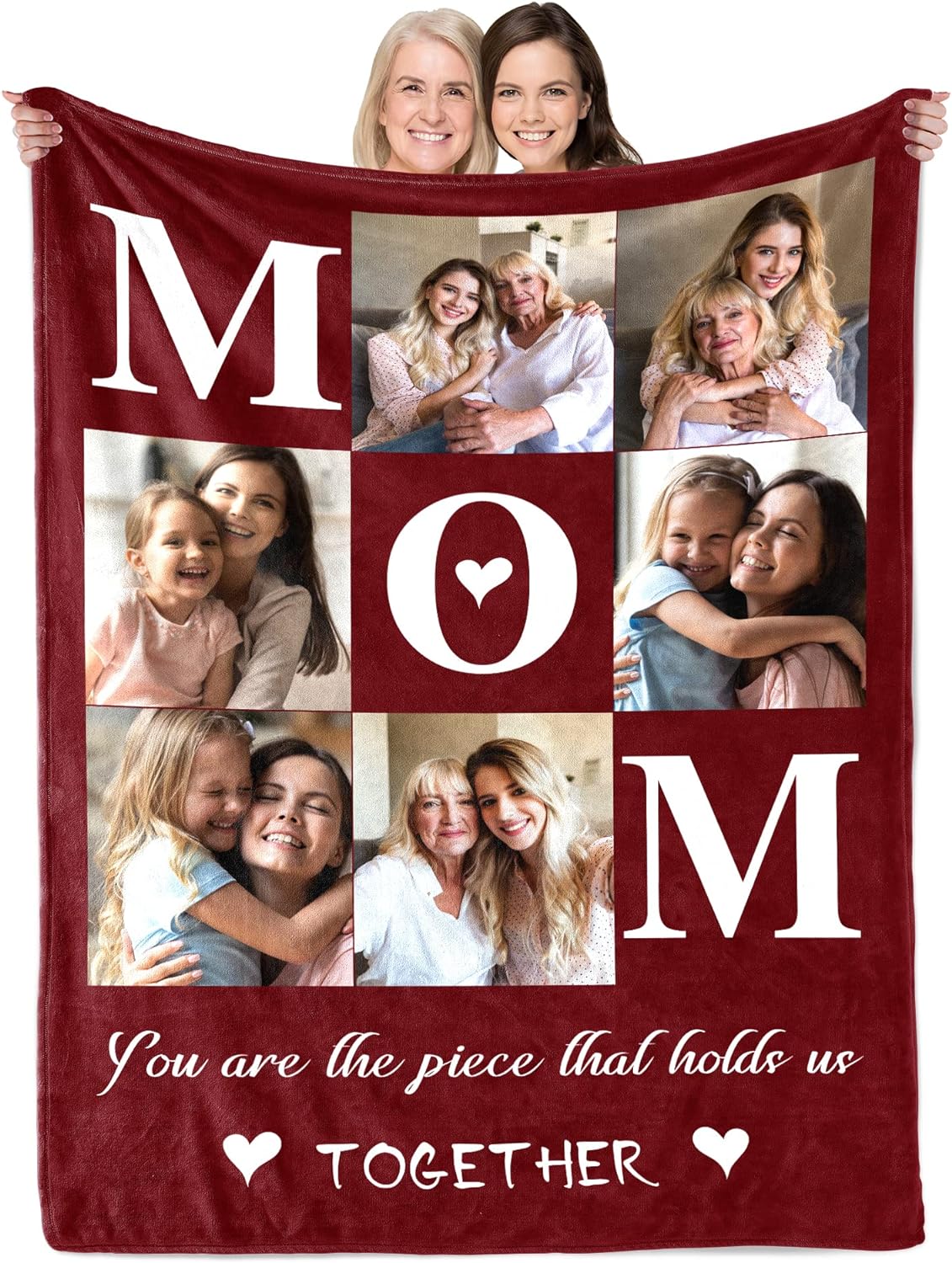 AISENIN Personalized Picture Blanket for Best Mom Ever Mothers Day Birthday Gifts for Mom Customized Photo Throw Blanket for Mom, Grandma, Women