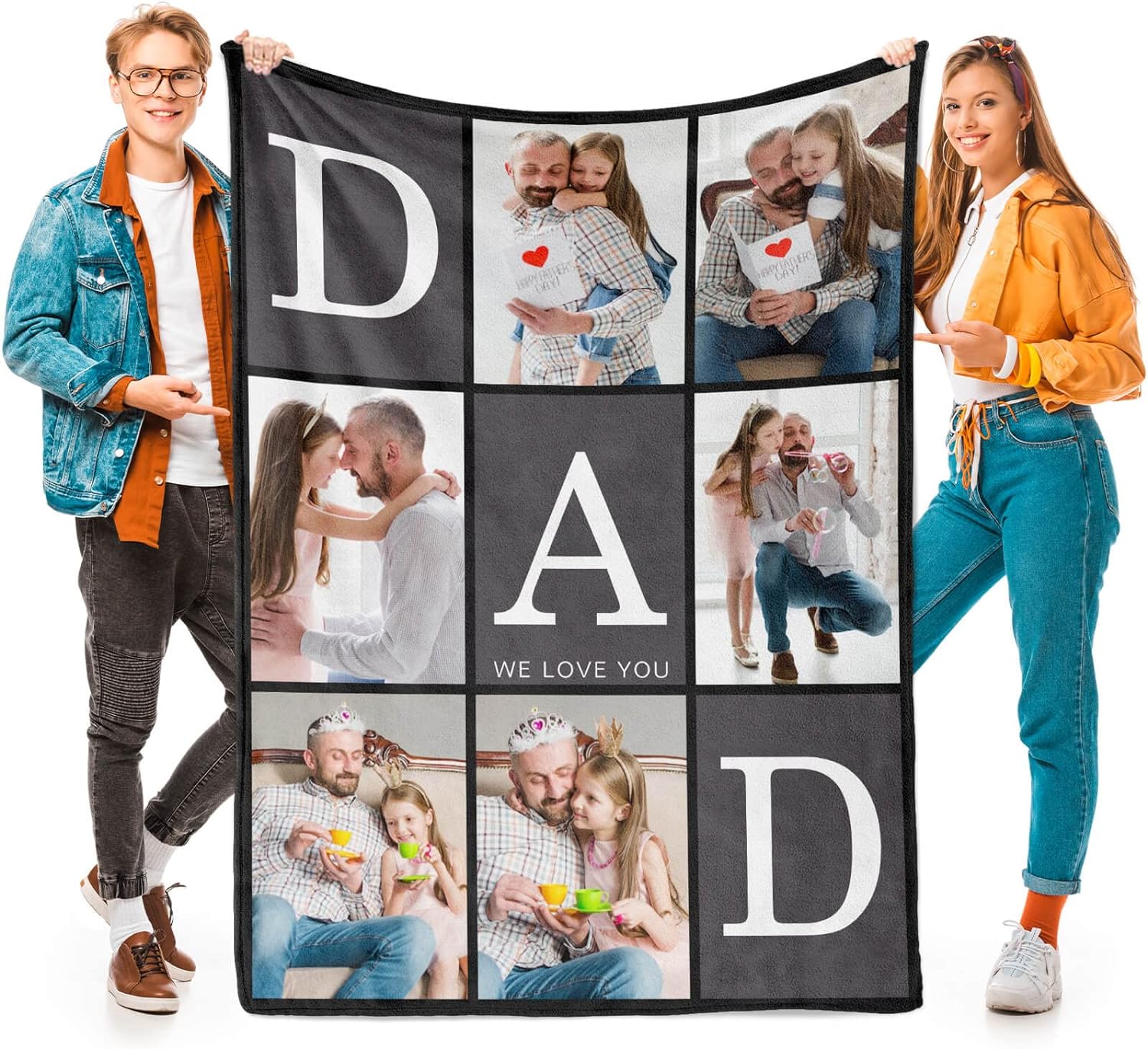 AISENIN Gifts for Dad Customized Blanket with Photo Make a Personalized Fathers Day Blankets with Picture to My Dad Custom Memories Souvenir Throw Blanket for Best Daddy Ever