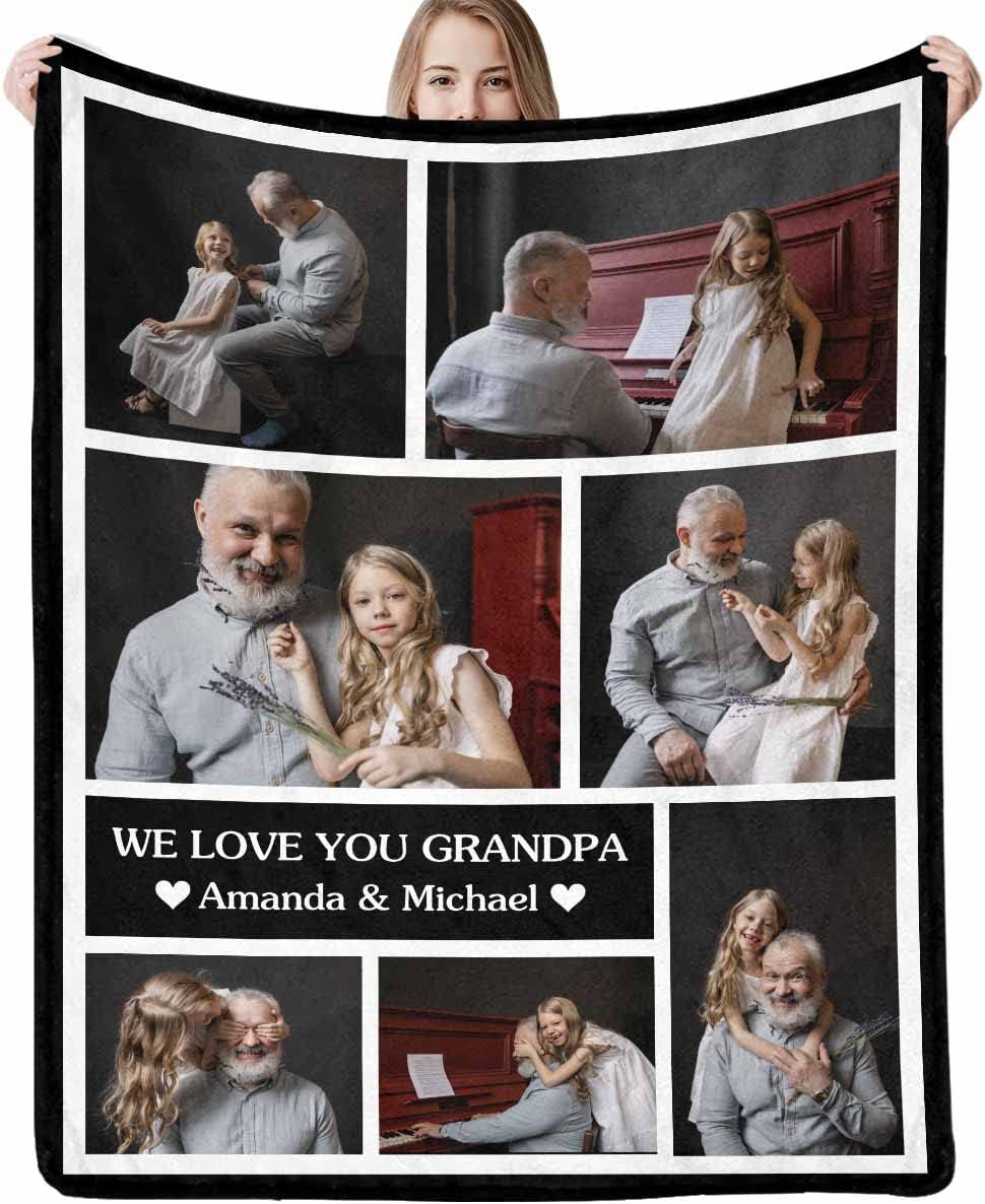 Custom Blanket with Photos Personalized Blanket Memorial Gift 10 Photos Collage Customized Blankets Throw Blanket for Family Lover Birthday Wedding Christmas 