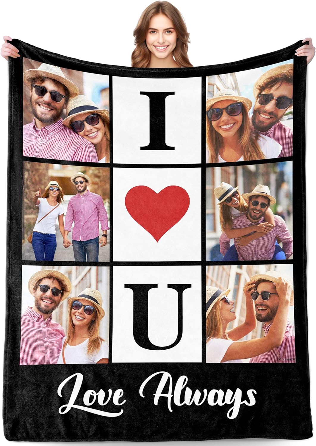Valentines Day Gifts  Custom Blanket I Love You Couples Gifts Custom Photo Blanket for Girlfriend Boyfriend Gifts, Personalized Picture Blankets for Christmas Couples Gifts