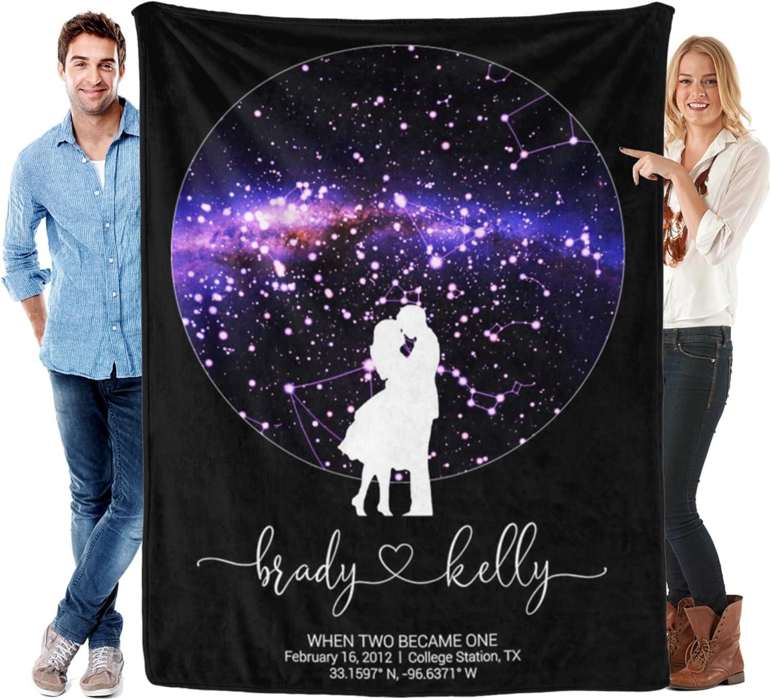 AISENIN Star Map Blanket for Couple Personalized Couple Blanket  Night Sky by Date Blanket  Unique Gift  Special Occasion Wedding Gift Valentines Day Gift 30*40inch