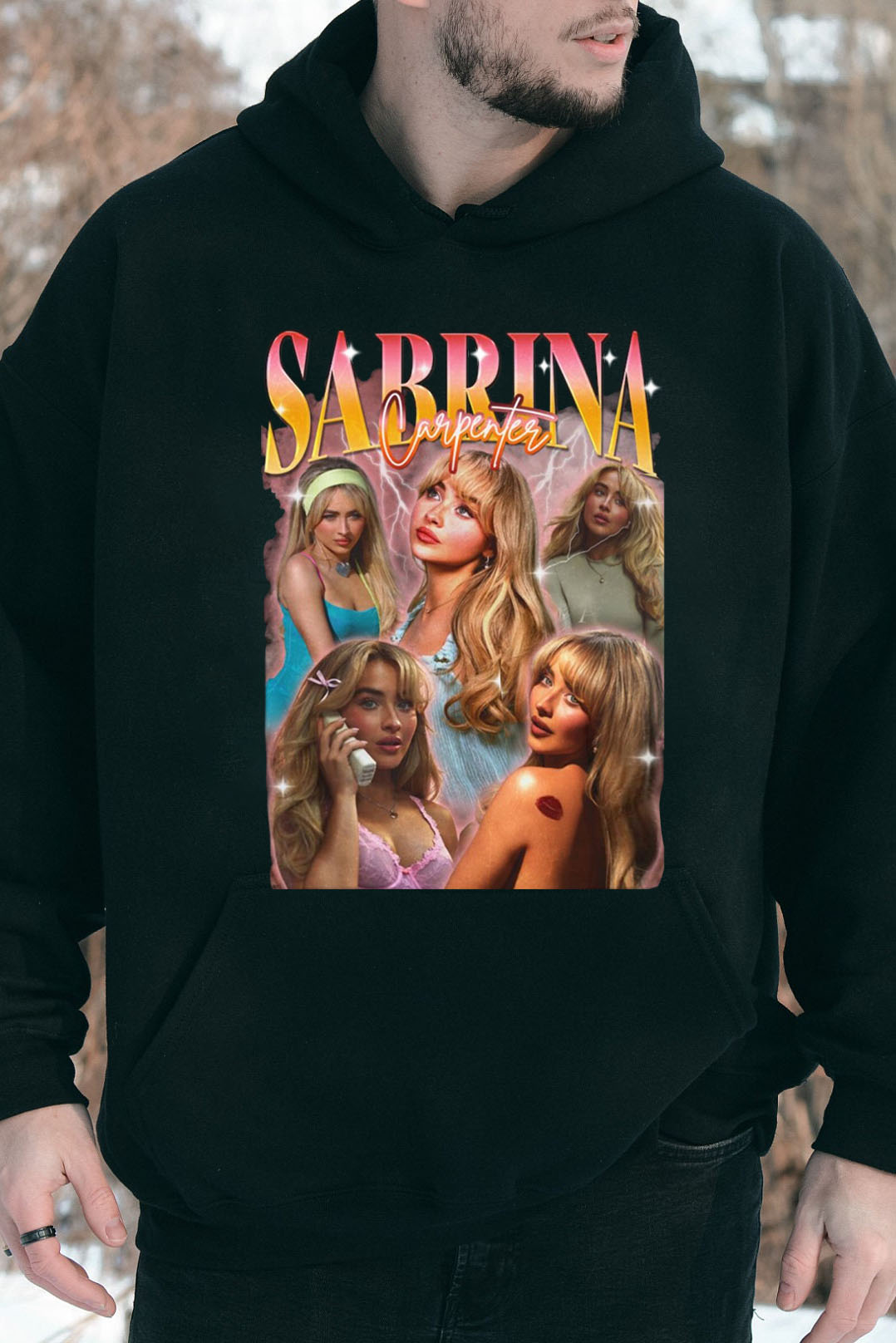 Retro Sabrina Carpenter 2024 Tour Graphic Hoodie For Men