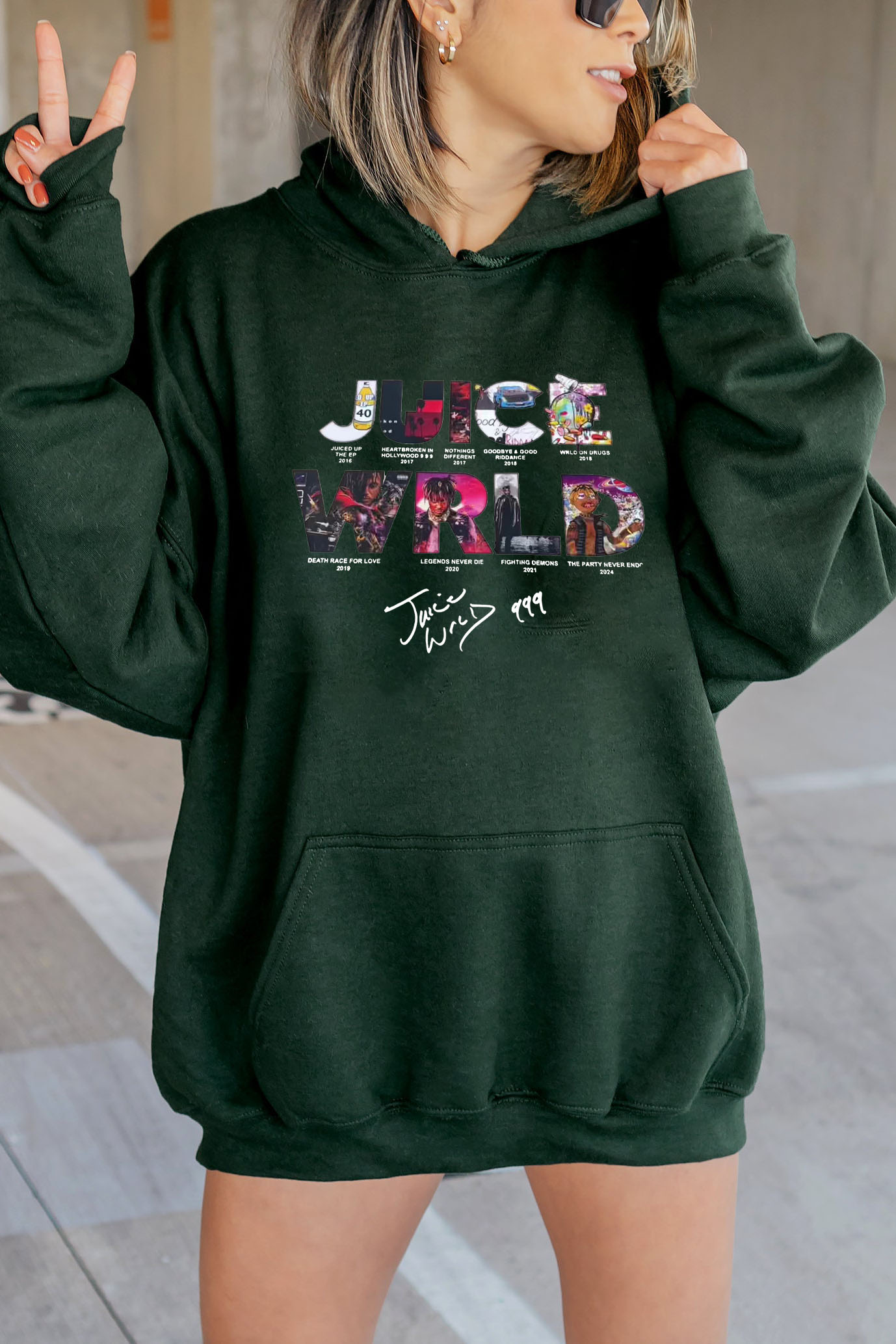 WRLD lettering print hoodie