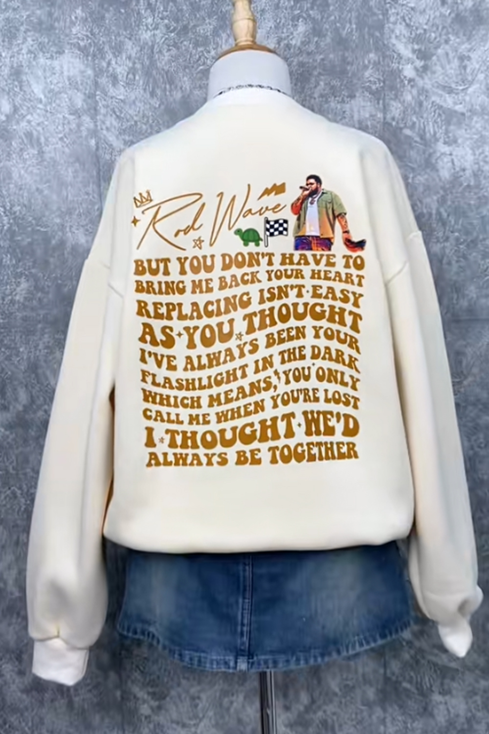 Rod Wave Personalized Front And Back Printed Round Neck Long Sleeve Sweatshirt