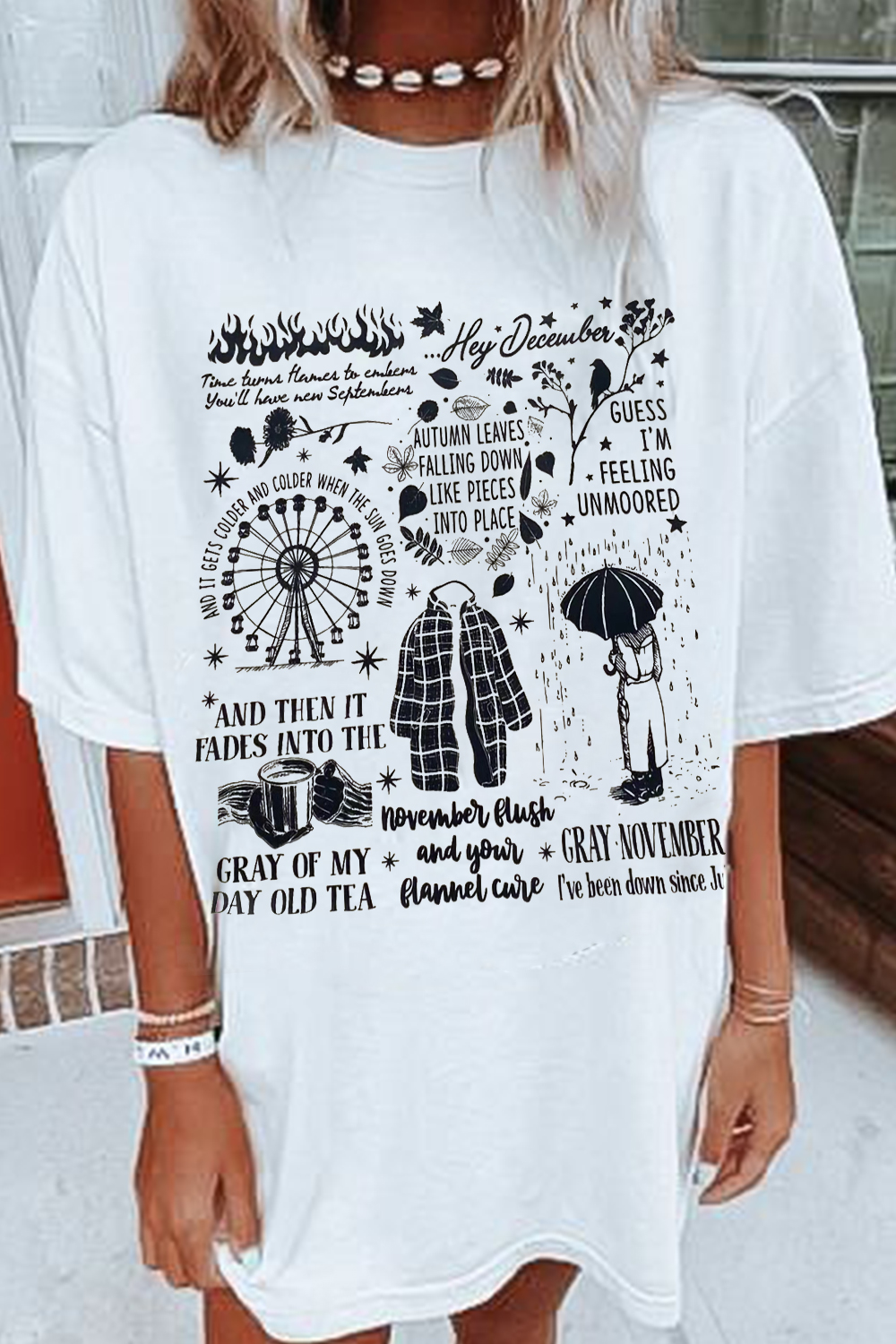 Sketch Cartoon Print Short Sleeve T-Shirt