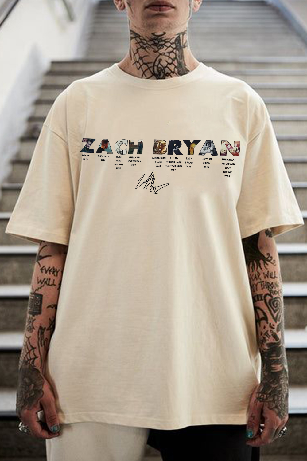 ZACH BRYAN short-sleeved T-shirt with letters