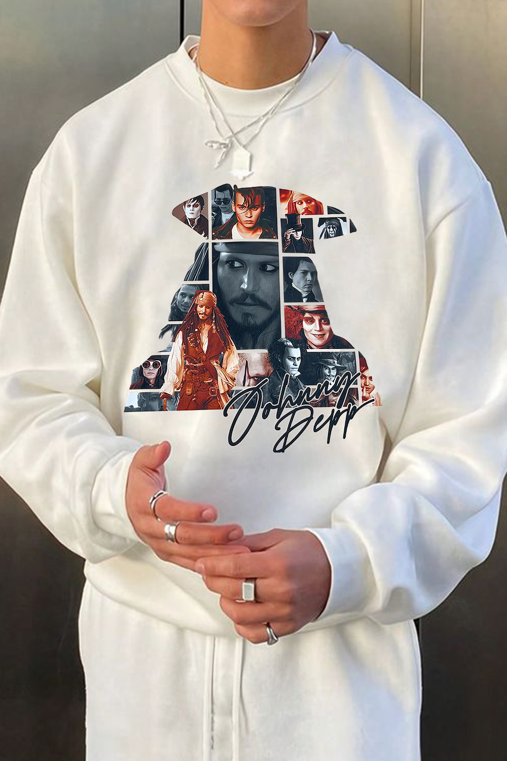 Movie Star Personalized Print Crew Neck Long Sleeve Sweatshirt