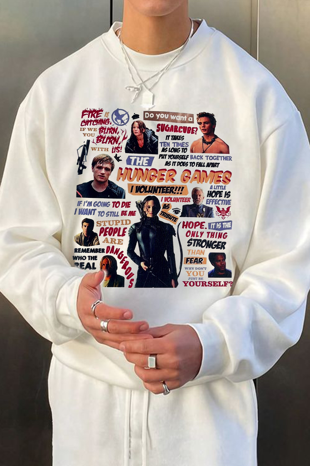Movie Personalized Print Round Neck Long Sleeve Sweatshirt