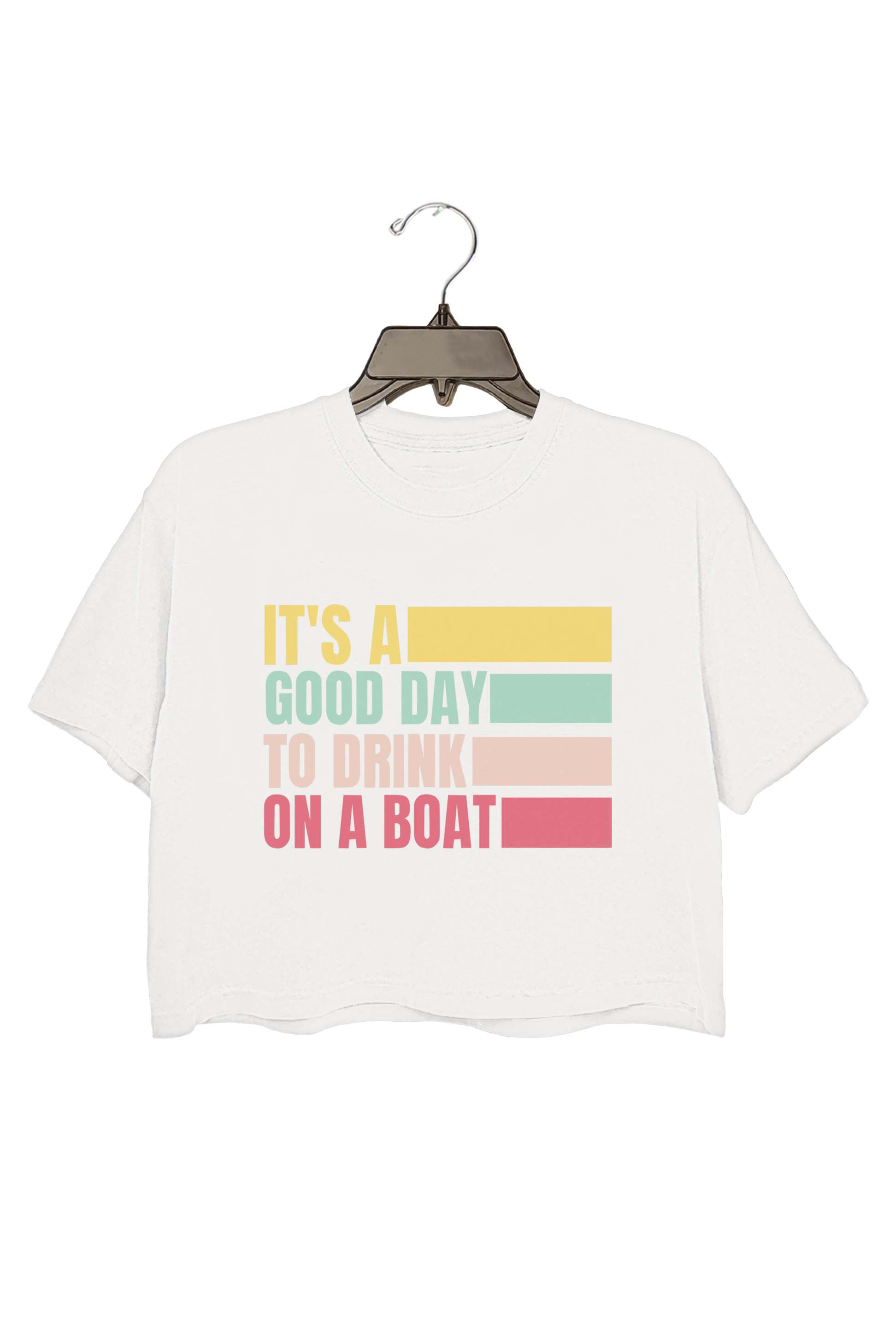 It's A Good Day To Drink On A Boat Deep Gray Crop Top For Women