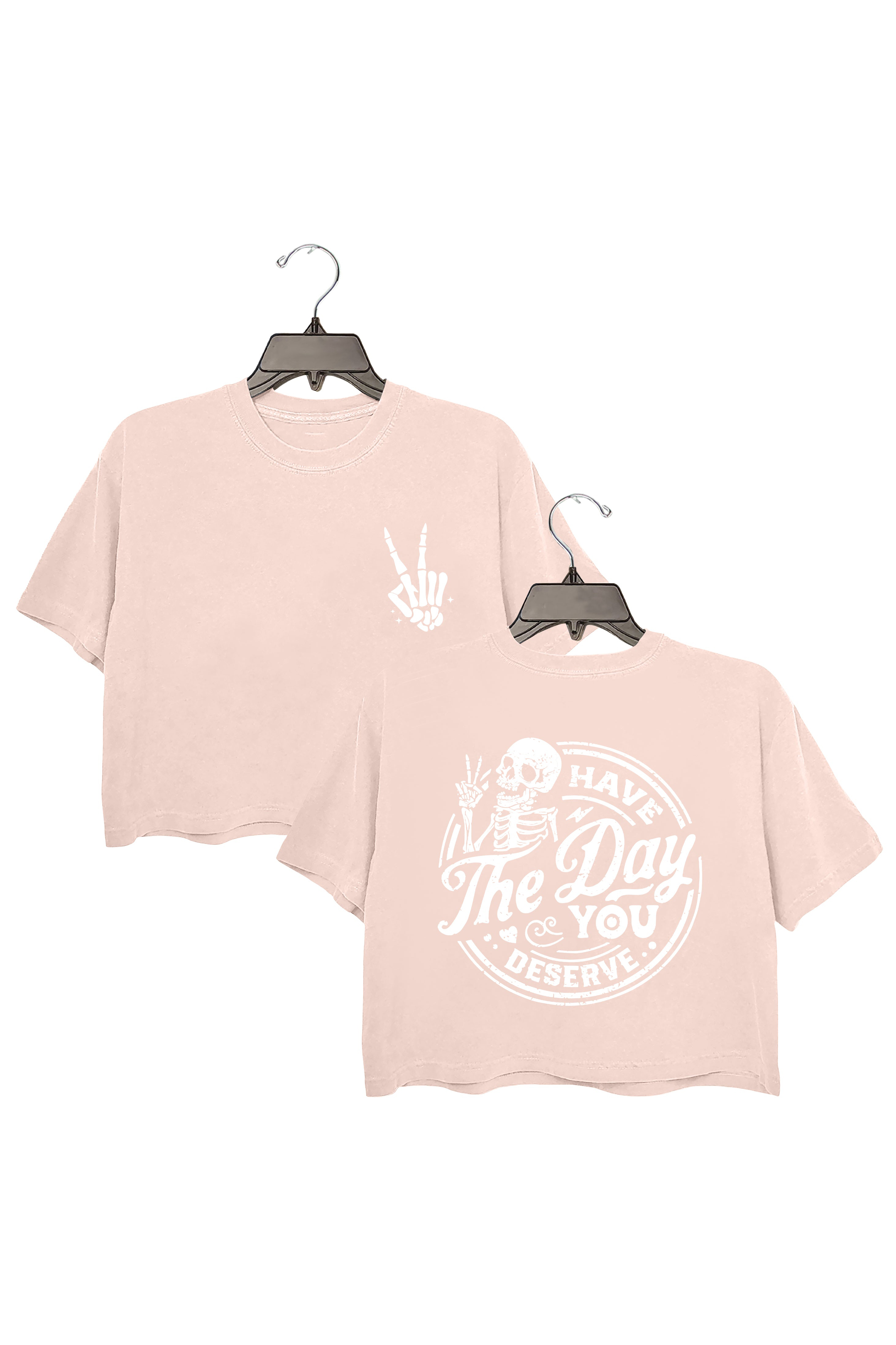 Have The Day You Deserve Gray Round Neck Crop Top For Women