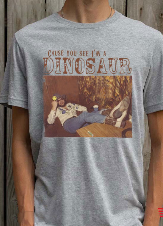 Dinosaur Hank Williams Jr. Bocephus, Western Southern Retro Boho Hippie T-Shirt-MEN