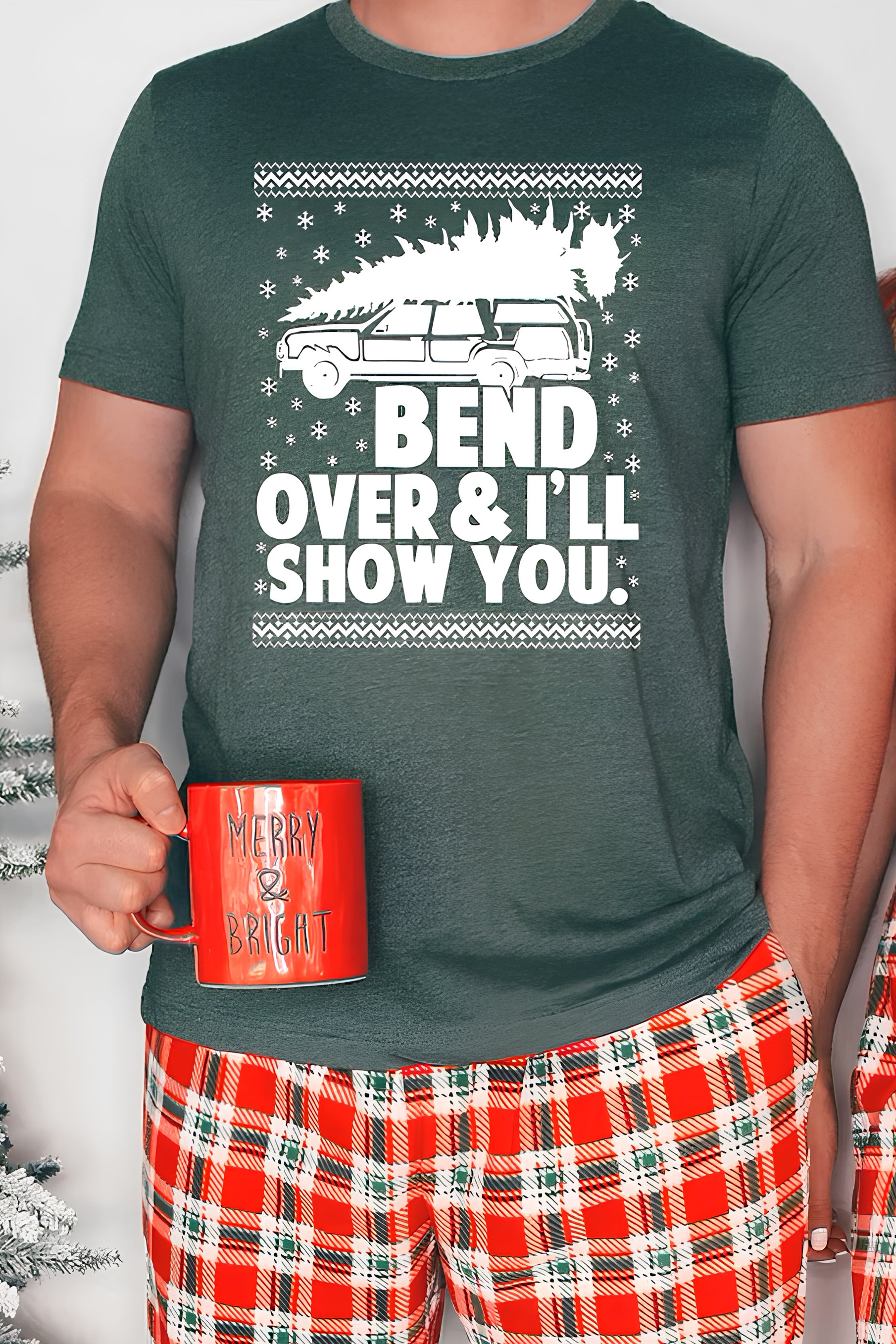 Bend Over and I'll Show You Christmas Couple Matching Tee For Man