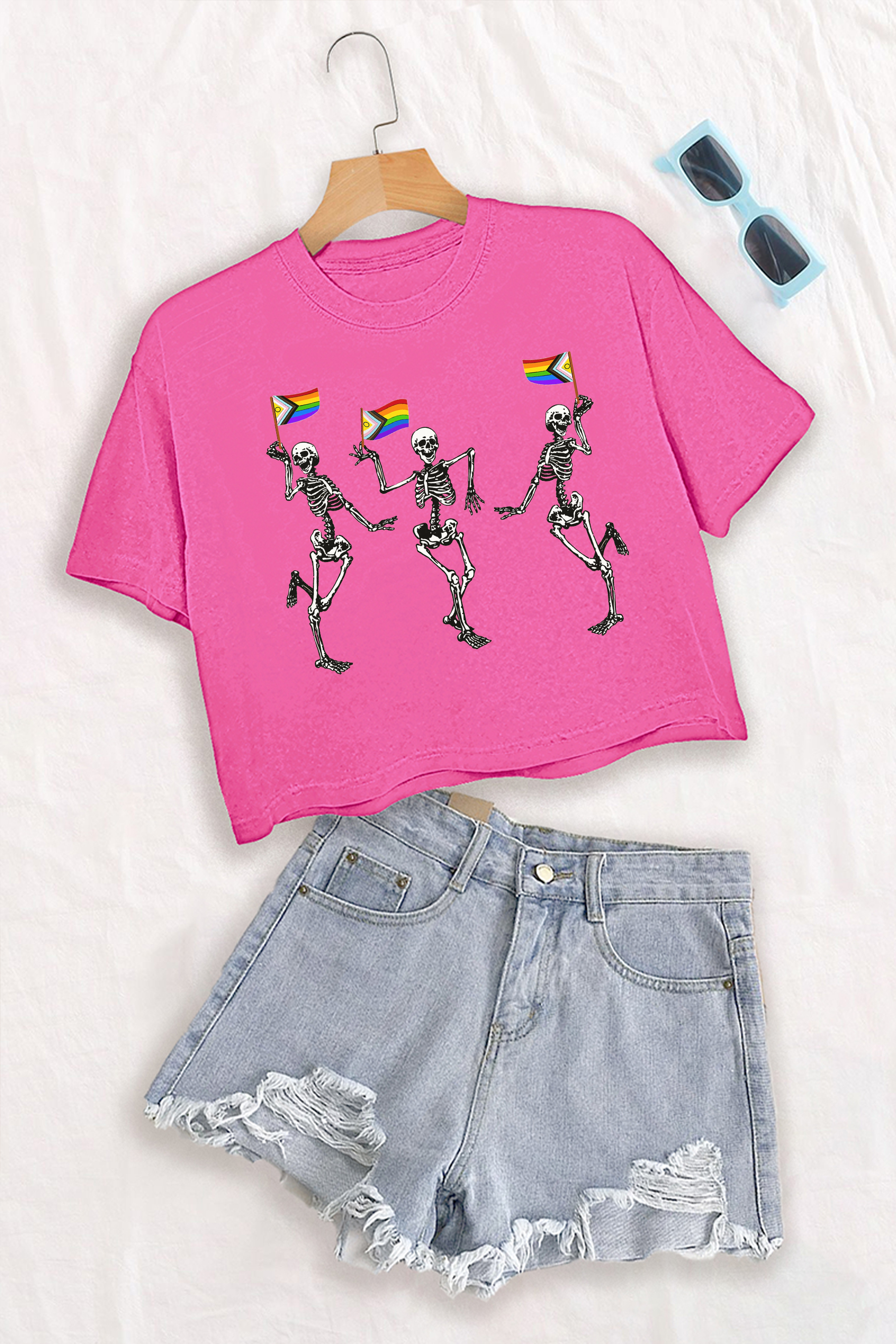 Pride skeleton LGBT Crop Tee For Women
