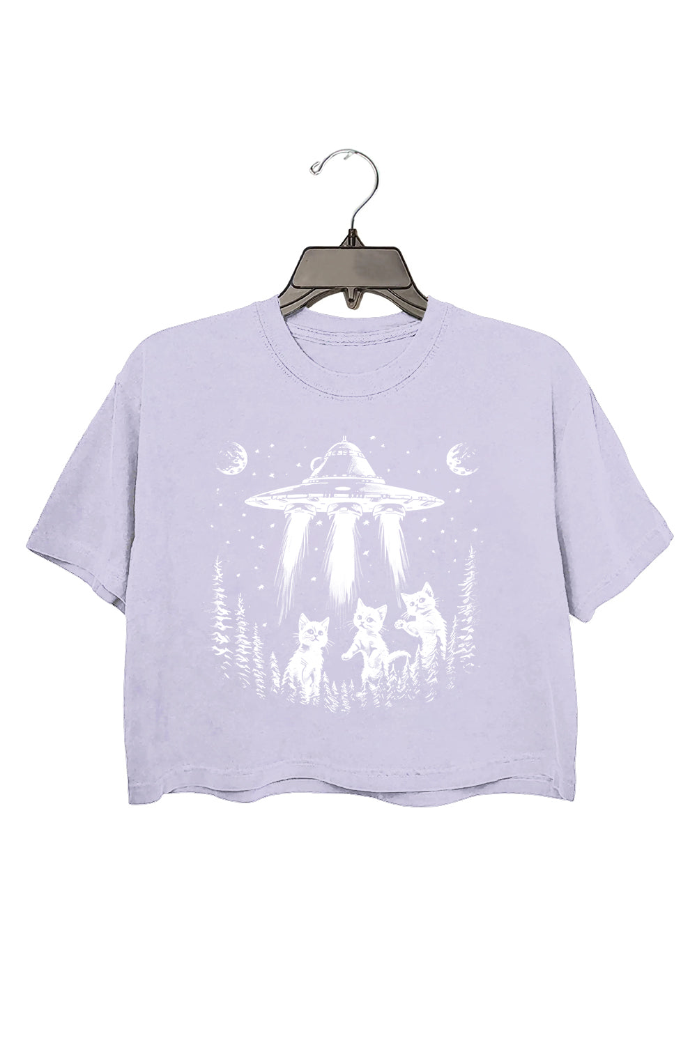 Cat & UFO, Graphic CROP TOP FOR WOMEN