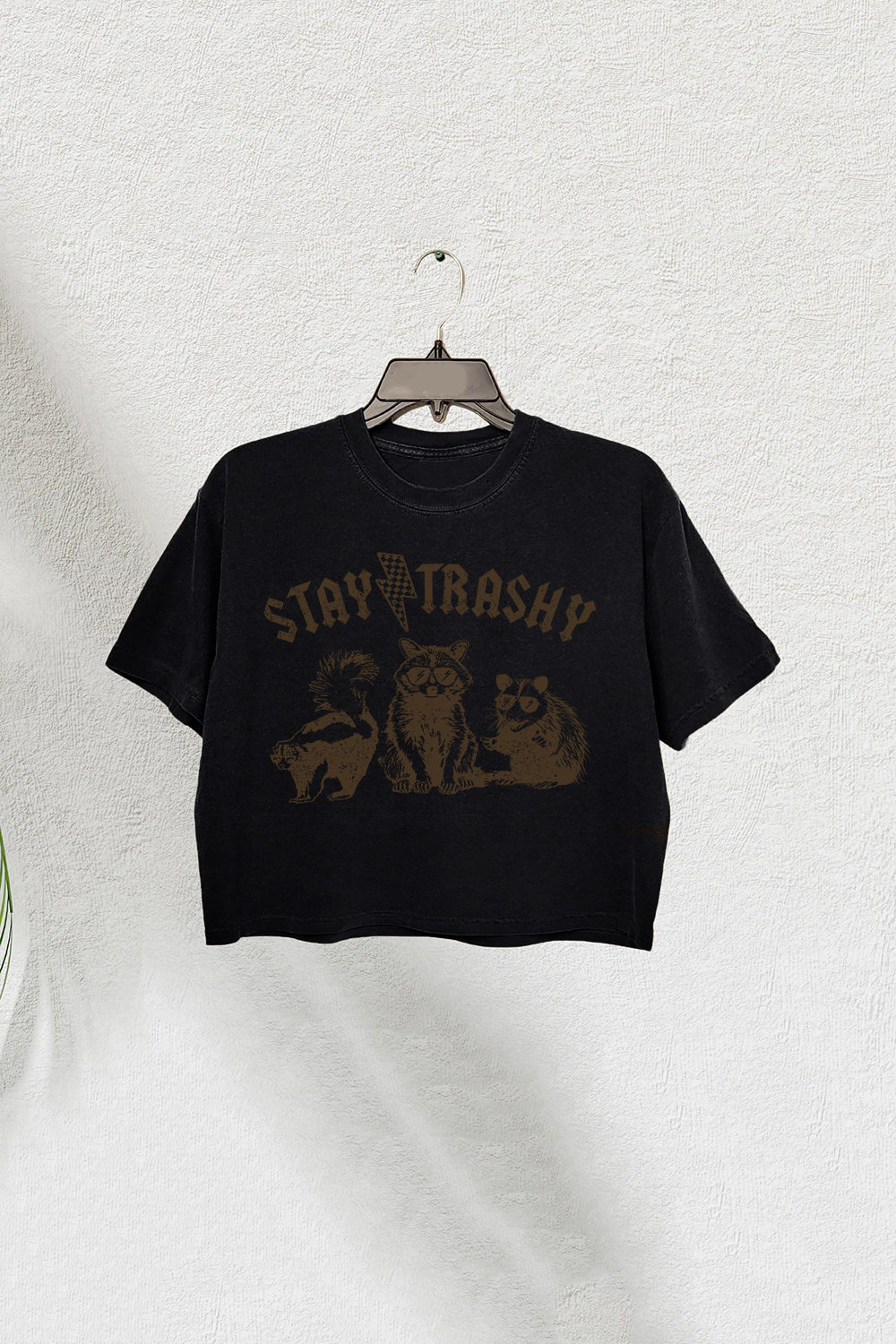 Funny Stay Trashy Raccoons Opossums Squad Team Crop Tee For Women