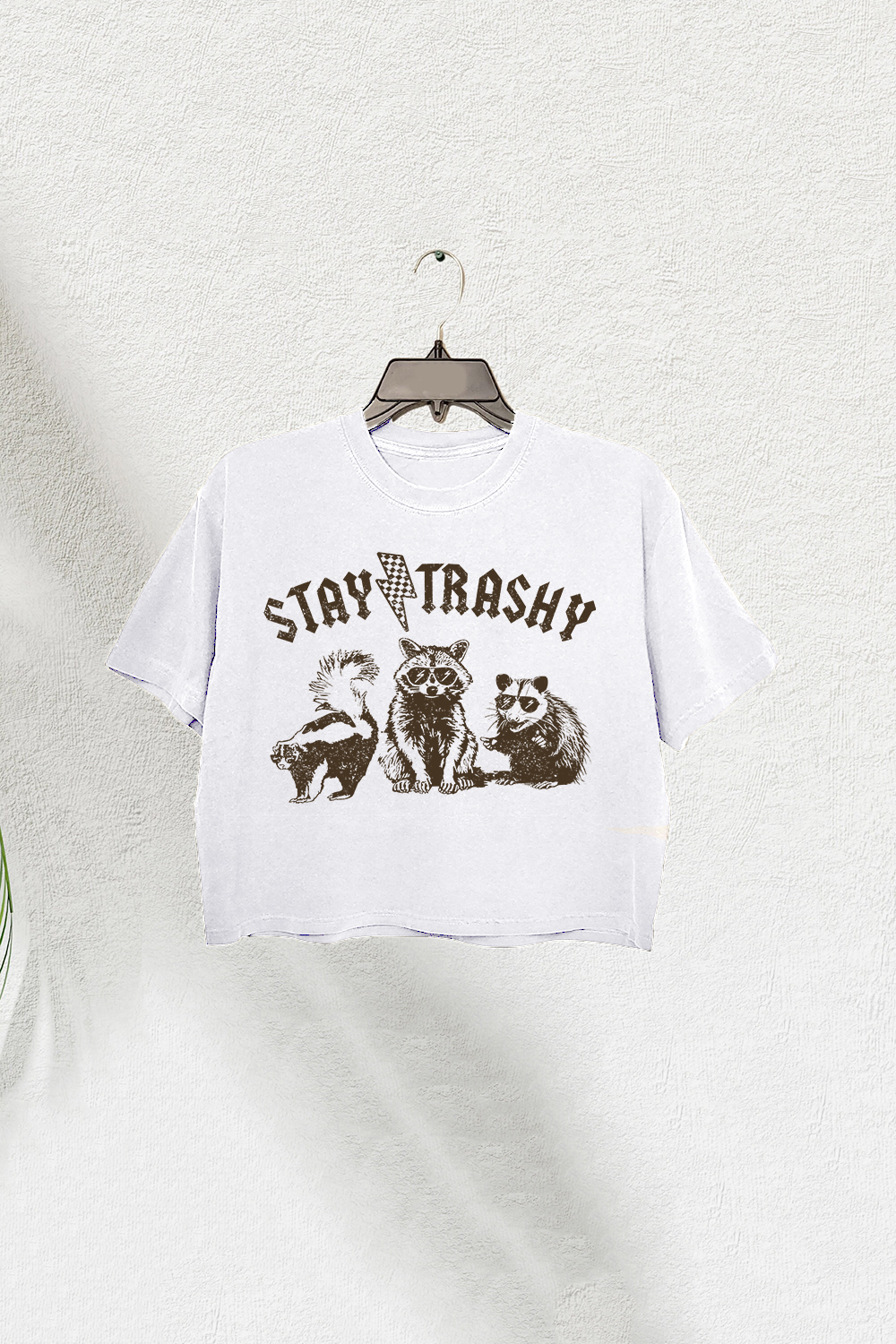Funny Stay Trashy Raccoons Opossums Squad Team Crop Tee For Women