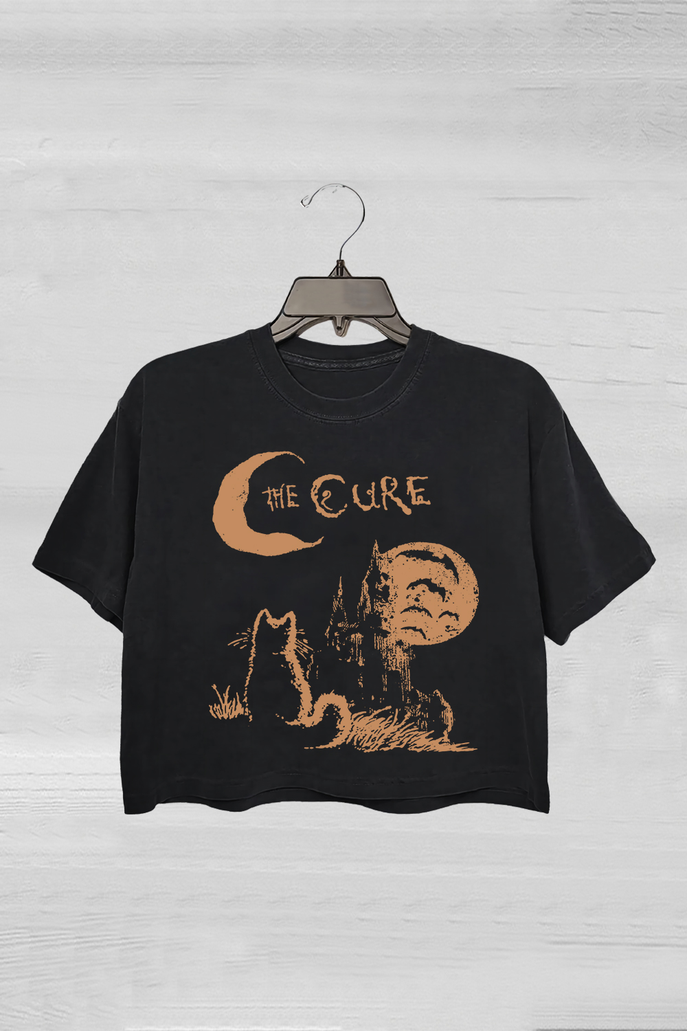 The Cure Cat 90s Alt Indie Rock Crop Tee For Women