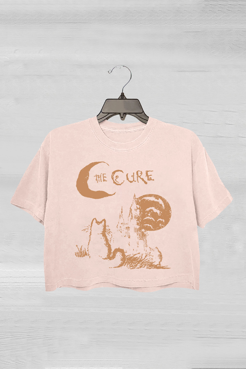 The Cure Cat 90s Alt Indie Rock Crop Tee For Women