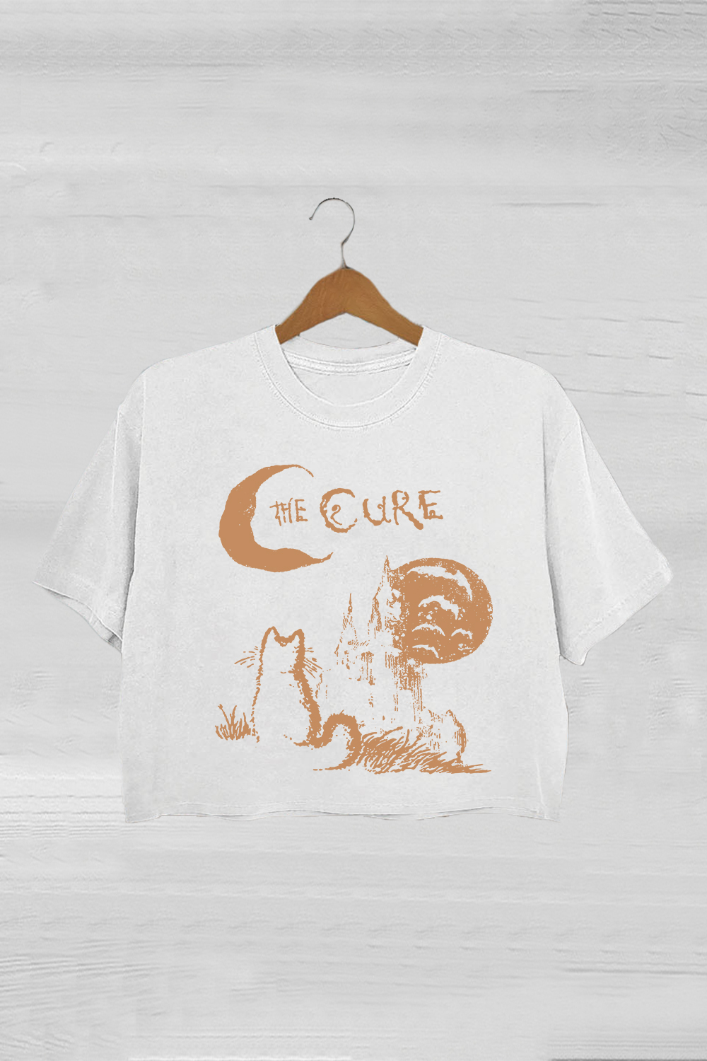 The Cure Cat 90s Alt Indie Rock Crop Tee For Women