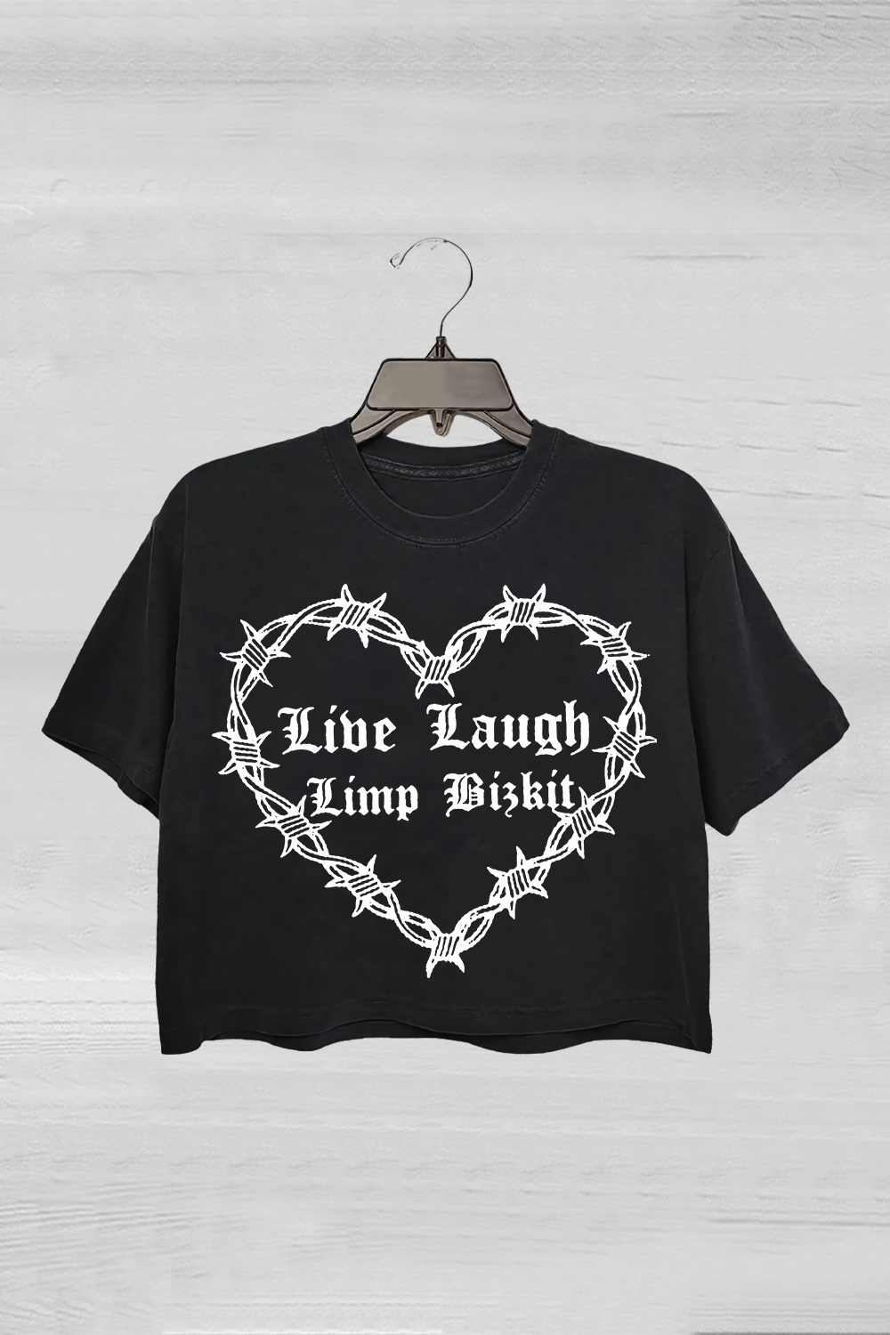 Live Laugh Limp Bizkit Gothic Crop Tee For Women