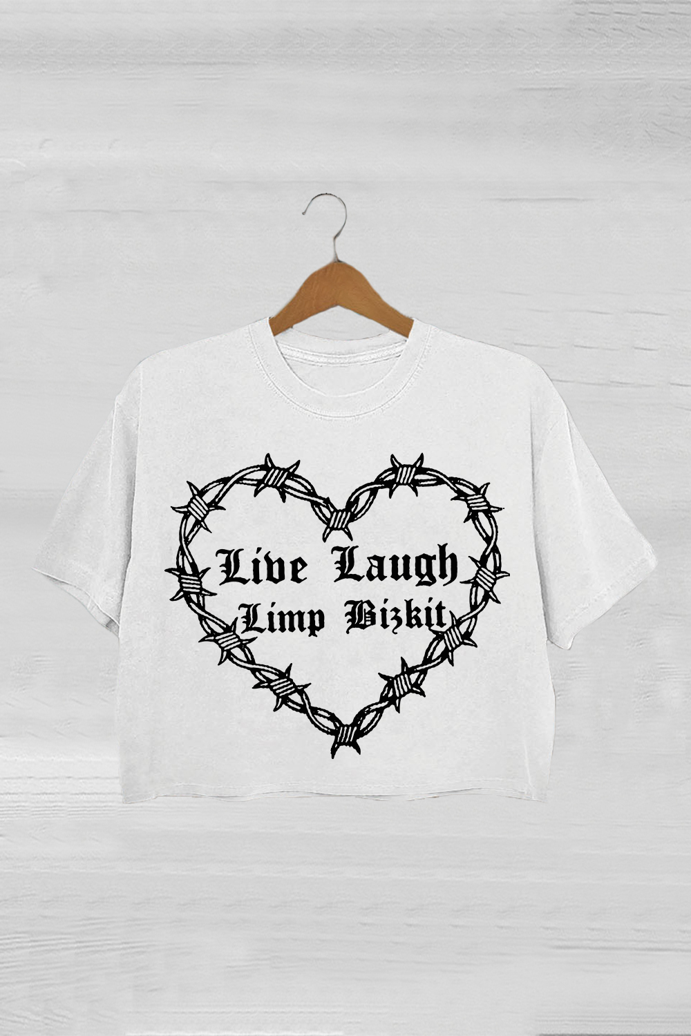 Live Laugh Limp Bizkit Gothic Crop Tee For Women