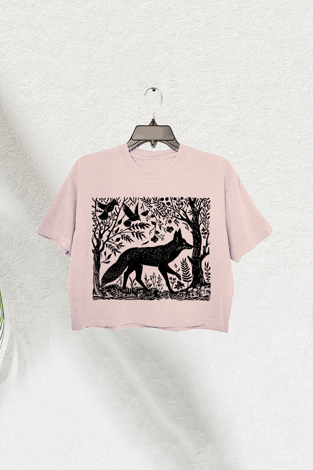 Folklore Forest Fox Lino Crop Tee For Women