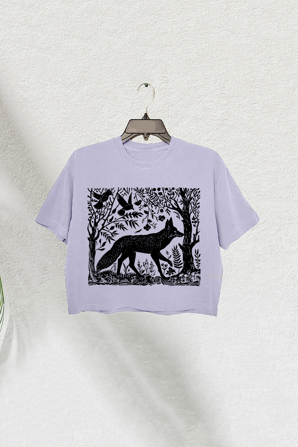 Folklore Forest Fox Lino Crop Tee For Women