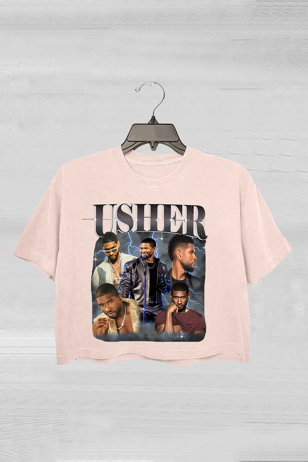 Usher Retro Graphic R&B Concert Crop Tee For Women