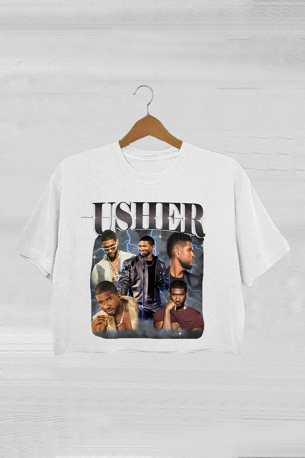 Usher Retro Graphic R&B Concert Crop Tee For Women