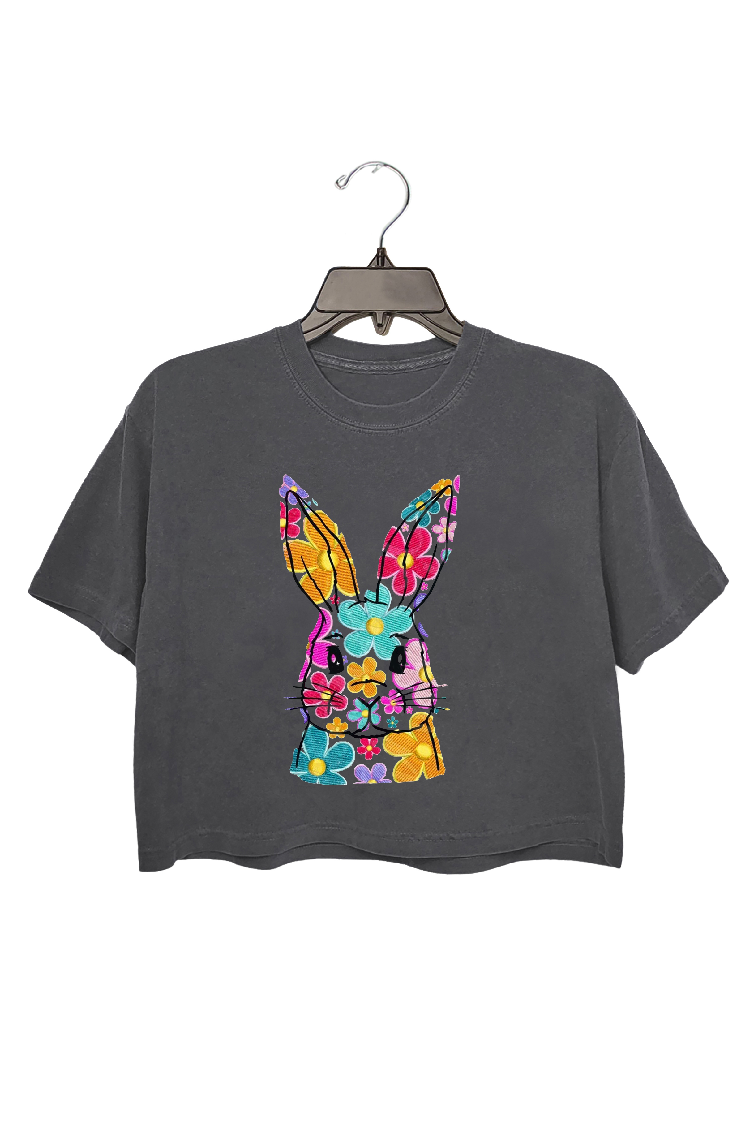 Easter Bunny Flowers Spring Crop Top For Women