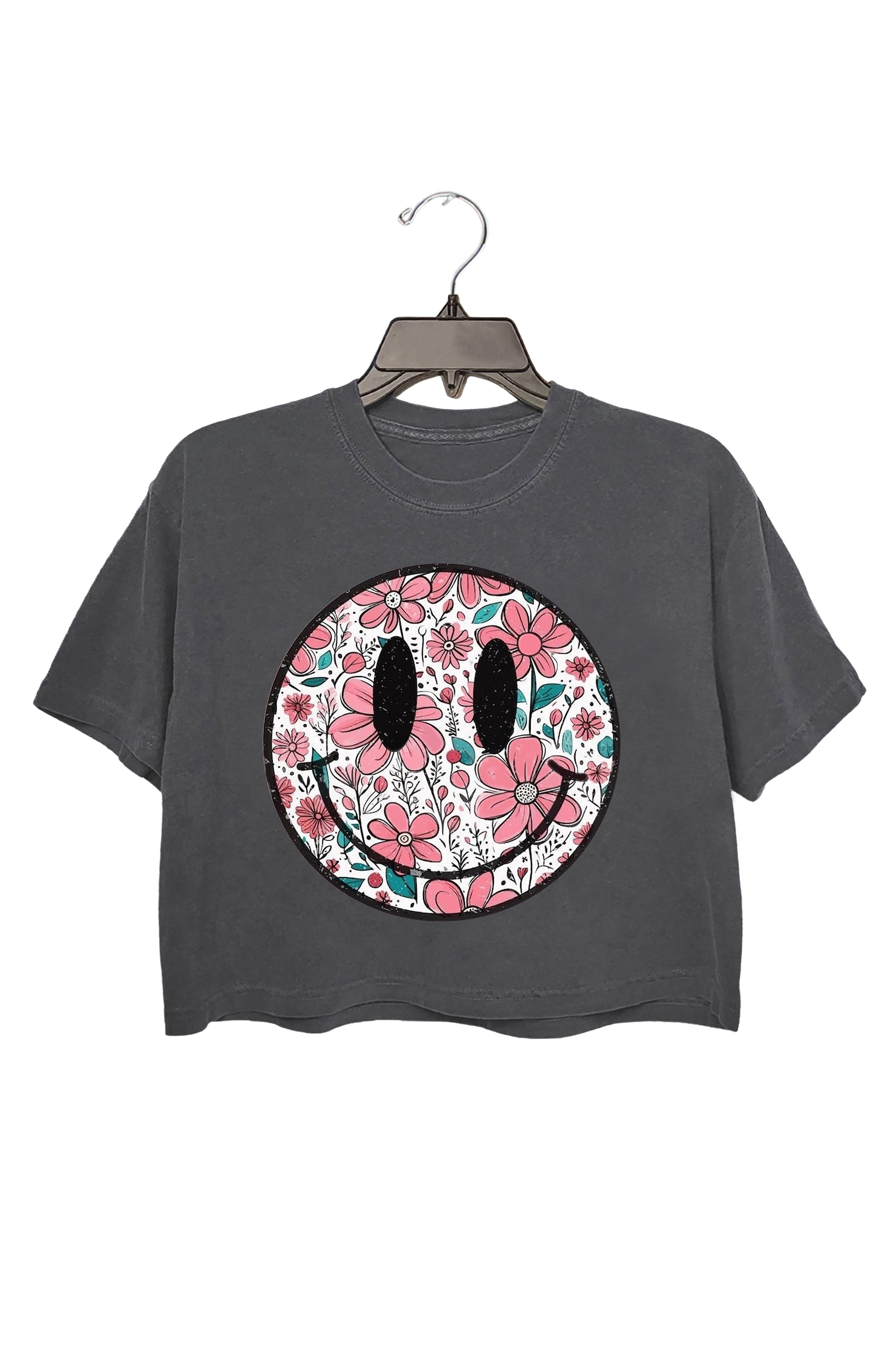 Retro Happy Boho Flowers Crop Top For Women