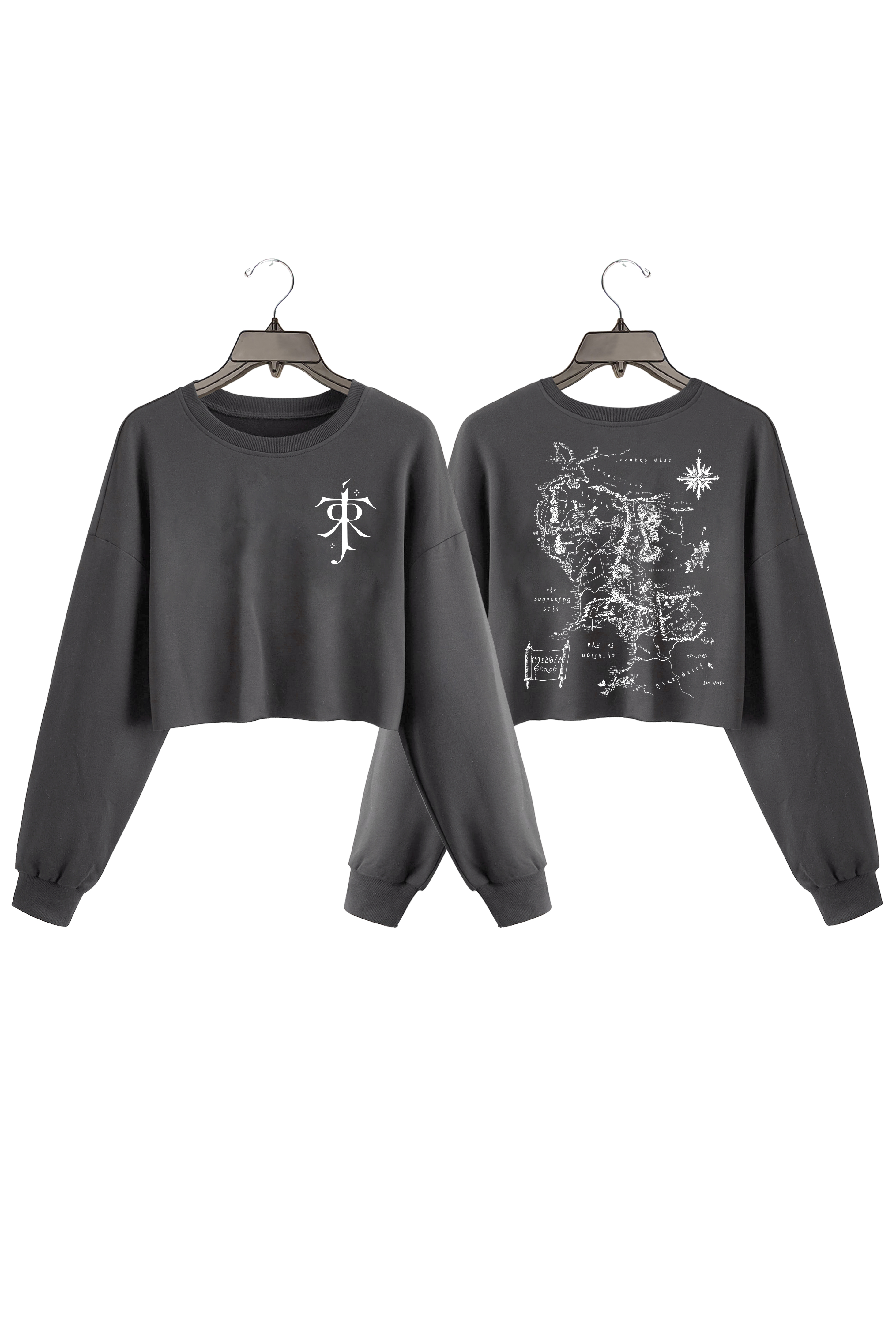 JRR Tolkien LOTR Middle Earth Map  Cropped Sweatshirt For Women