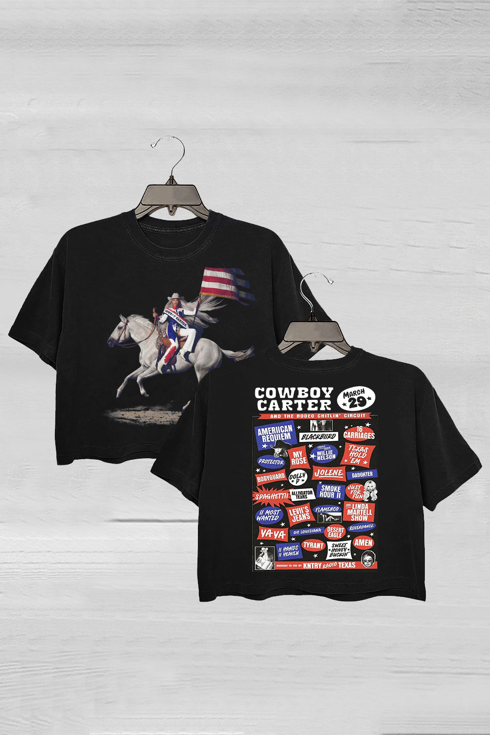 Cowboy Carter Gildan 2 Sides Beyoncee Crop Tee For Women