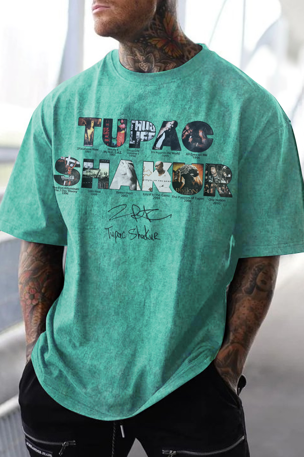 2PACS HAKUR ALBUM washed cotton printed short-sleeved T-shirt