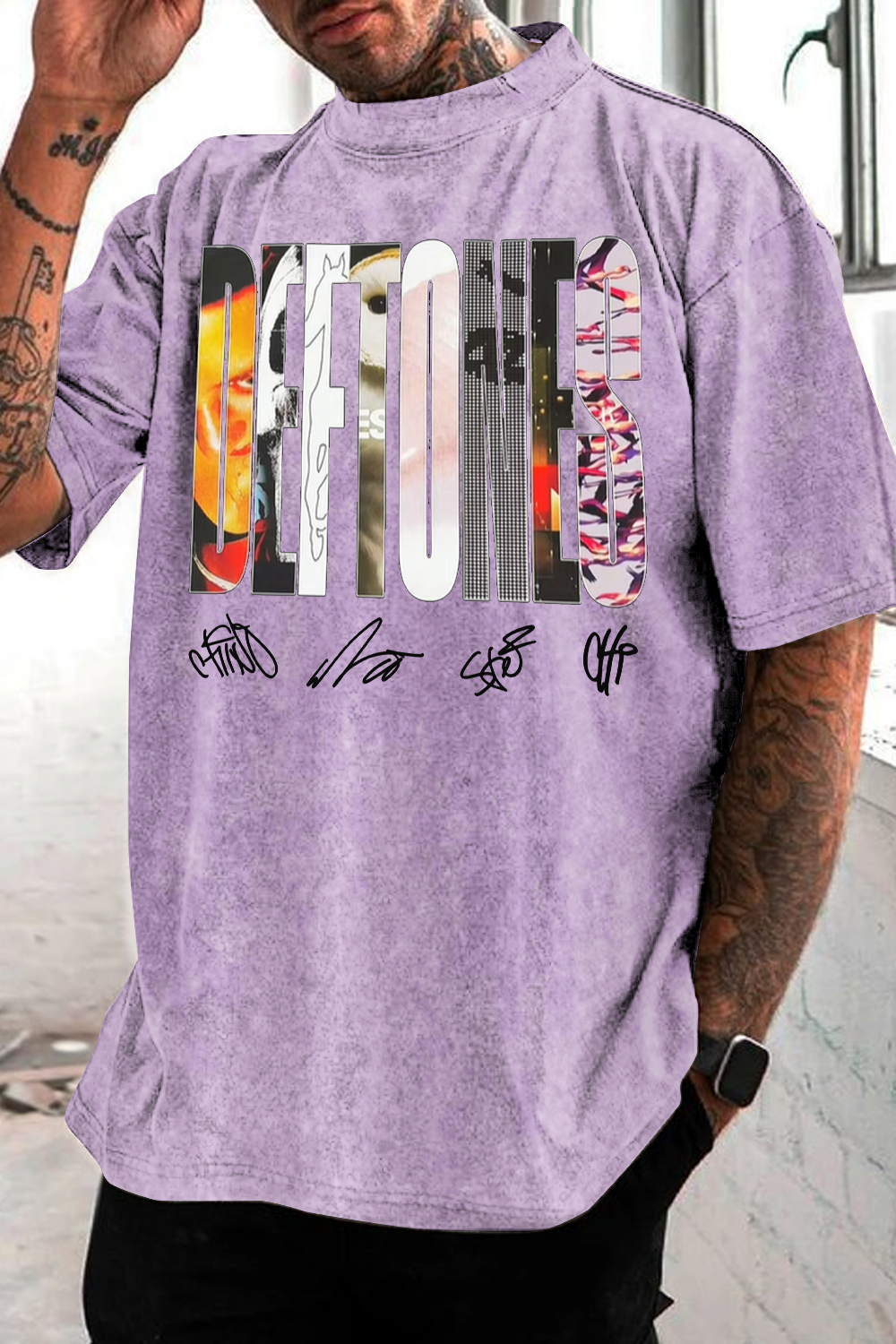 DEFTONES FANS washed cotton printed short-sleeved T-shirt