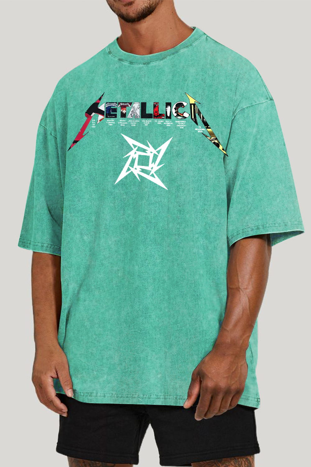 METALLICA-ALBUM washed cotton printed short-sleeved T-shirt