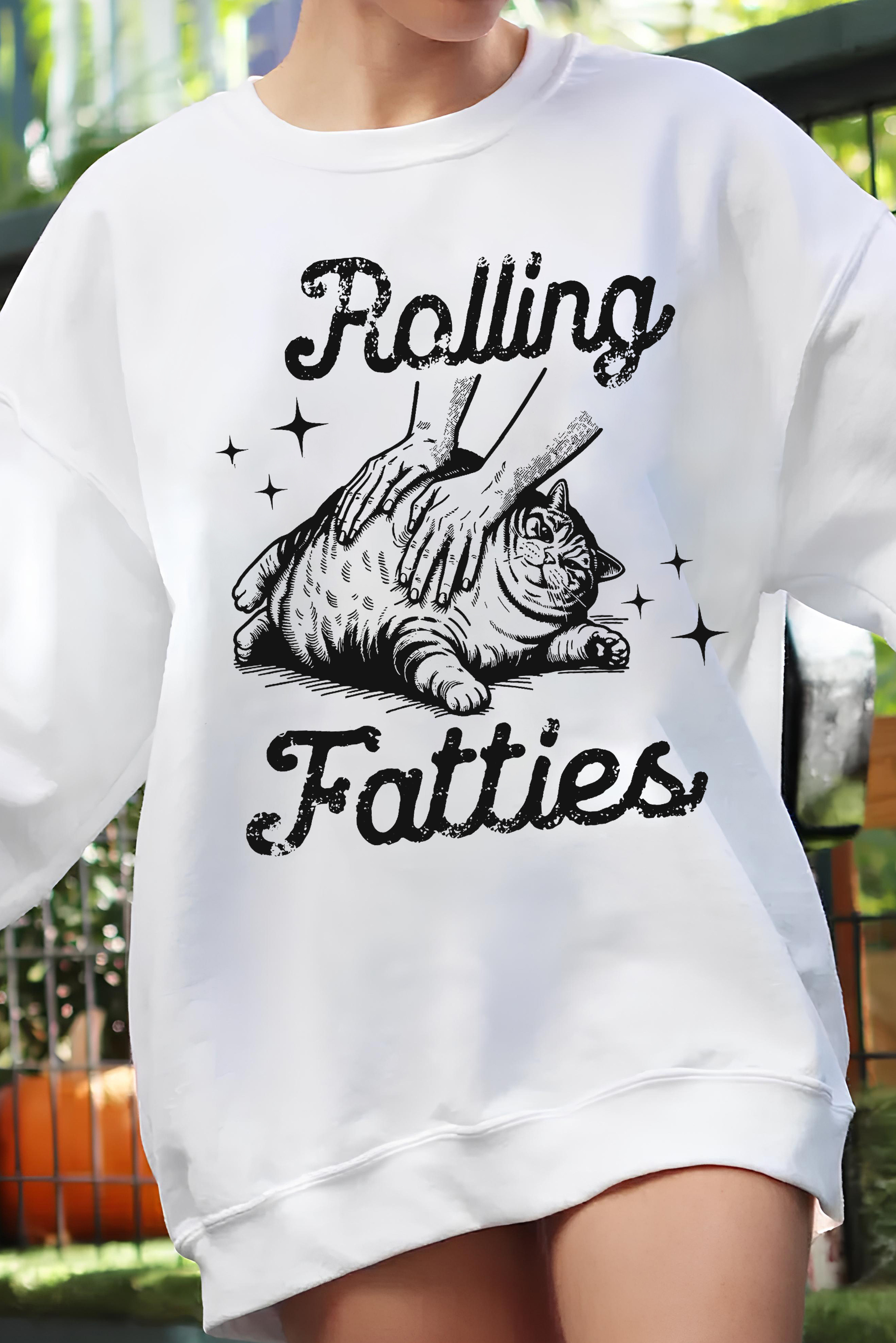 Rolling Fatties Cat  Fleece Sweatshirt For Women