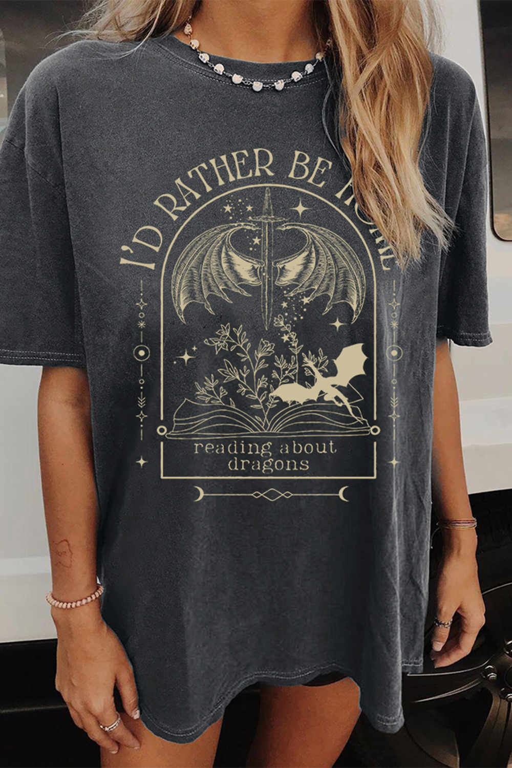 A Book a Day Dragon  Bookish Fantasy Book Merch Tee For Women