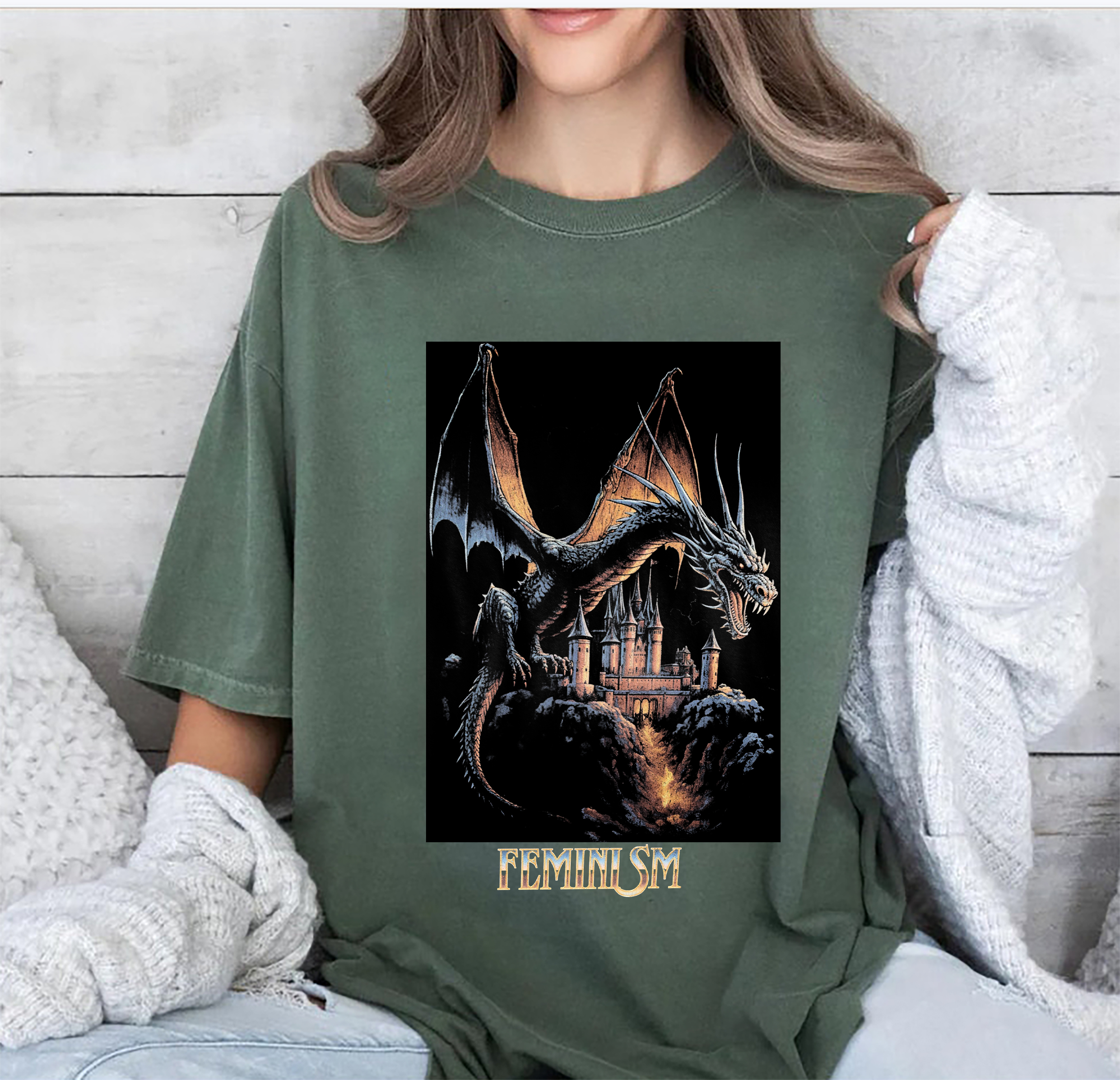 Feminism Dragon Fantasy Tee For Women