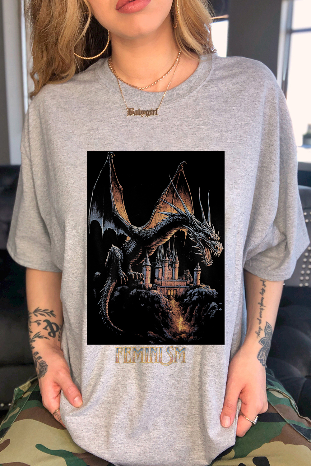 Feminism Dragon Fantasy Tee For Women