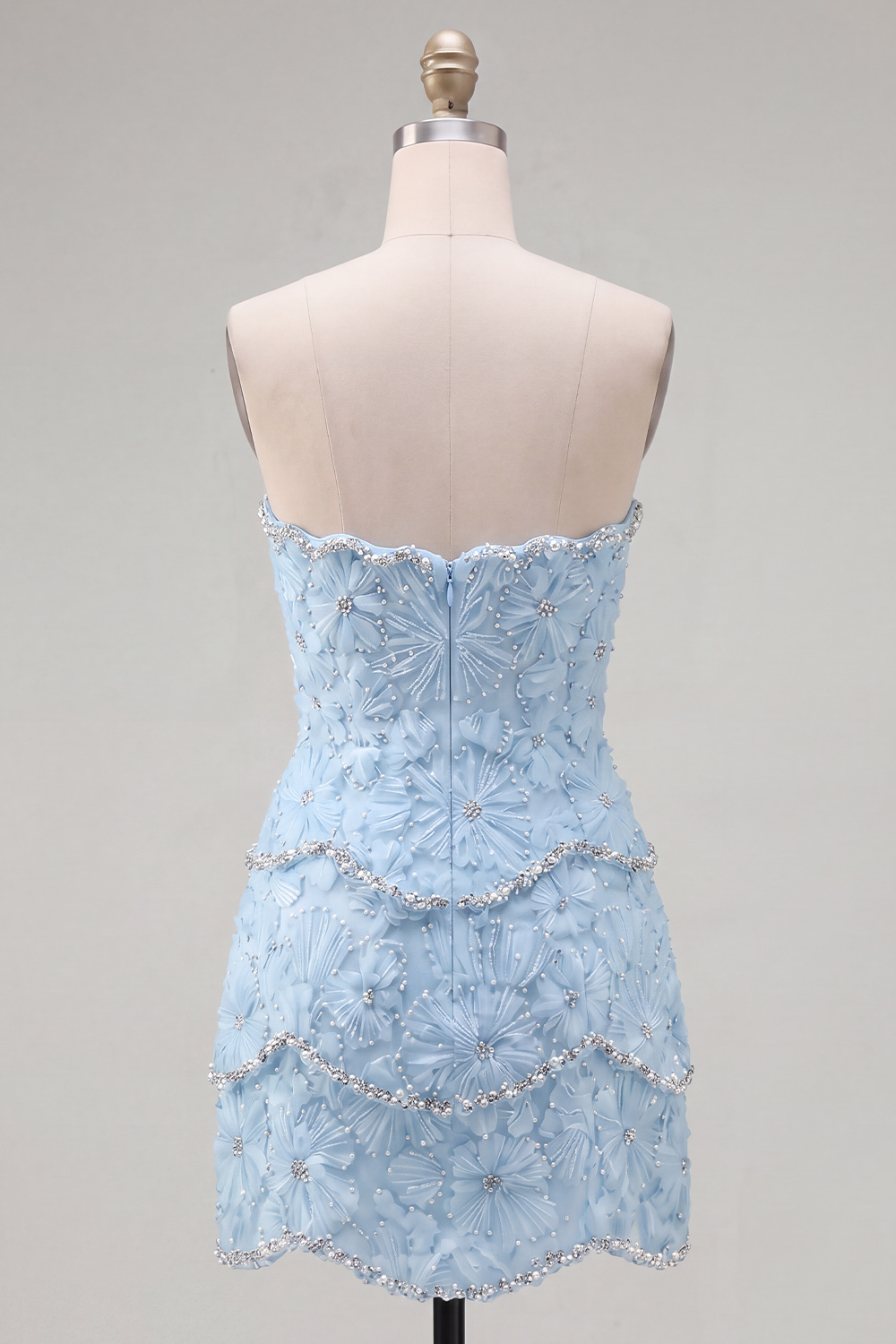 Sparkly Pink Beaded Bodycon Floral Short Homecoming Dress