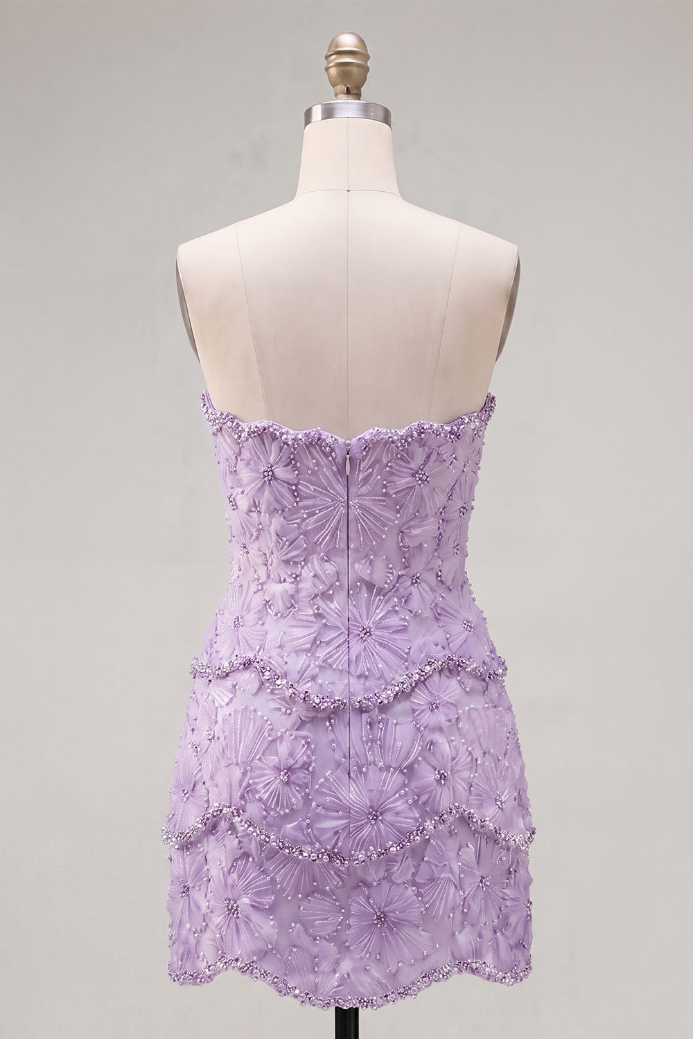 Sparkly Pink Beaded Bodycon Floral Short Homecoming Dress