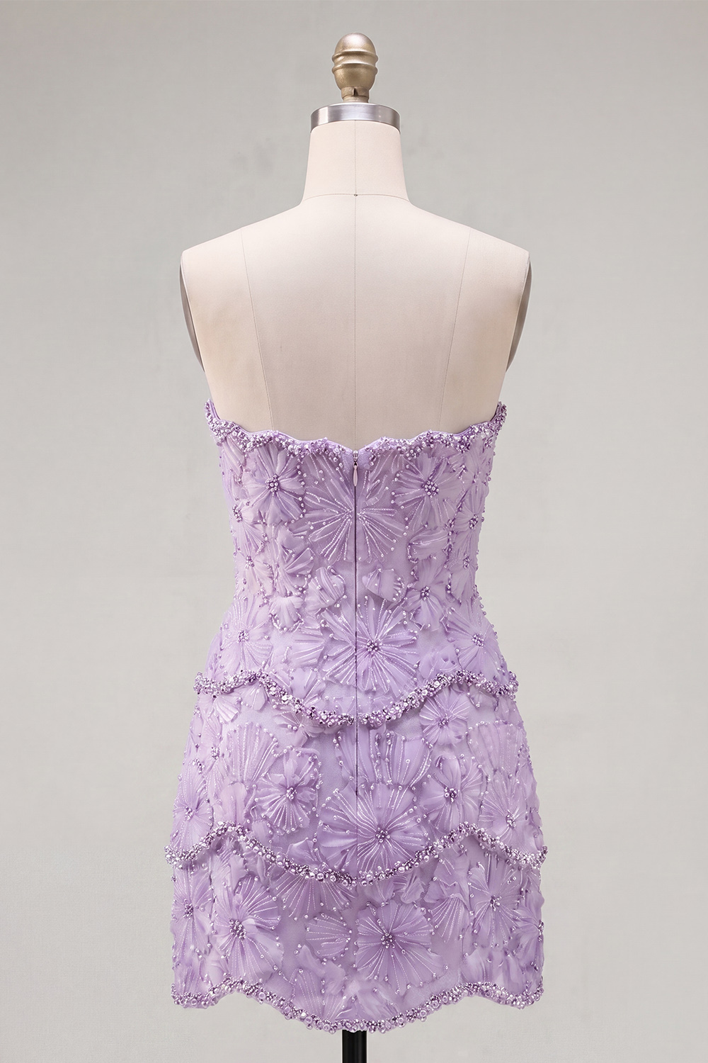 Sparkly Pink Beaded Bodycon Floral Short Homecoming Dress