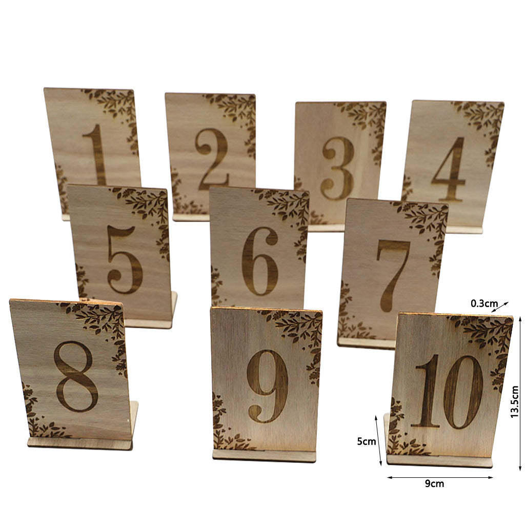 10 Pcs Wedding Wooden Table Numbers