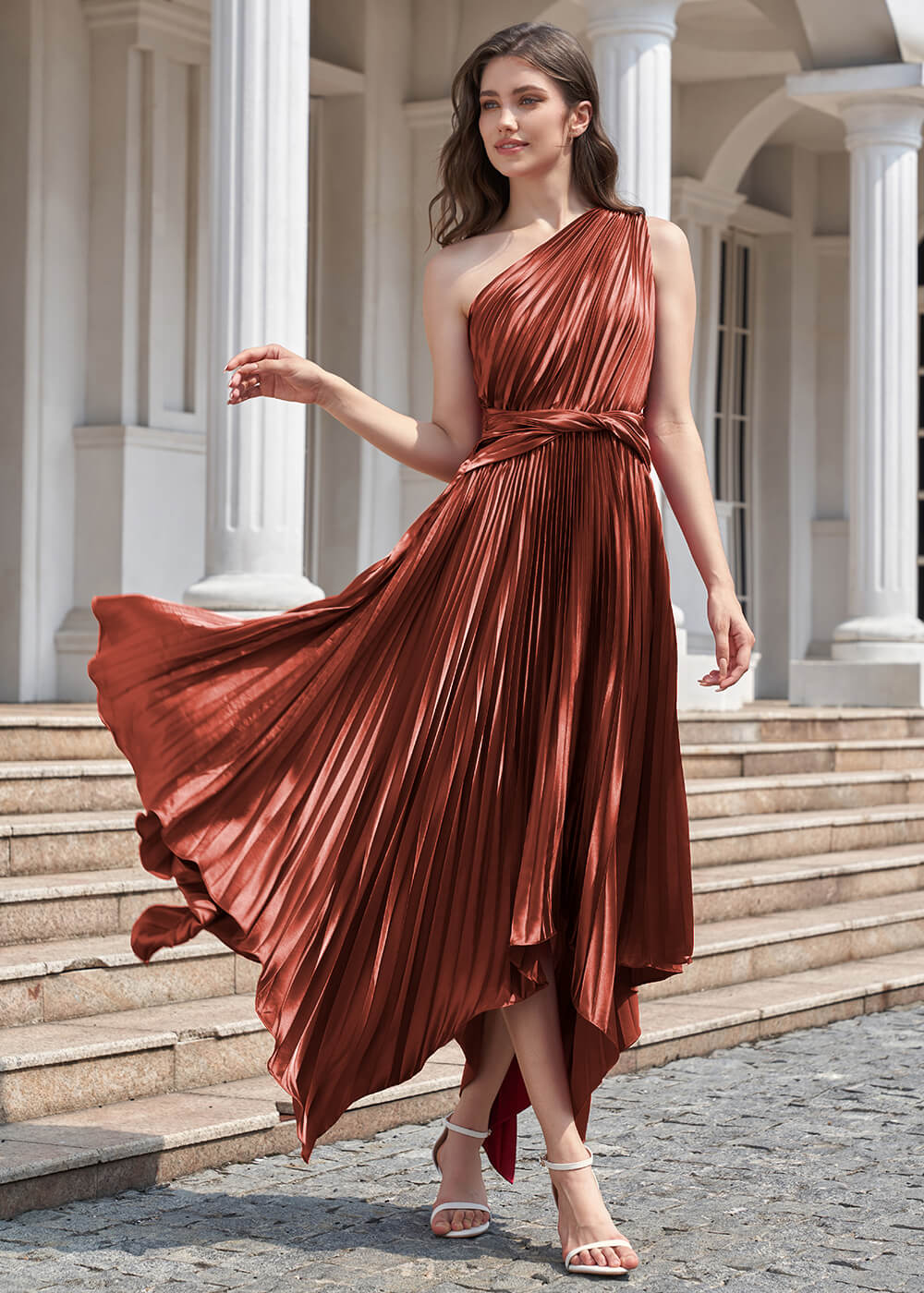 theredthread S oval pleats dress gry ワンピ 【公式通販】