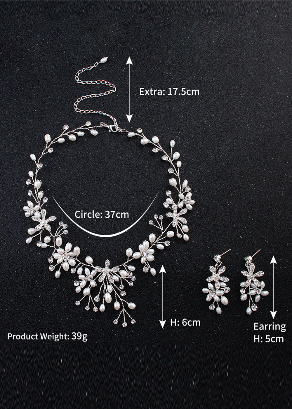 Crystal and Pearl Necklace and Earring Set for Wedding