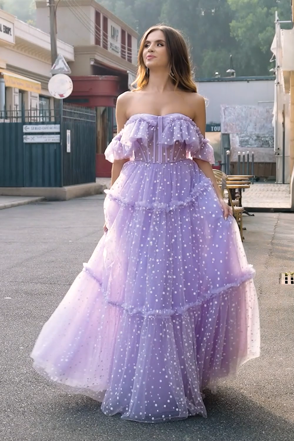 Off The Shoulder Lilac Corset Prom Dress