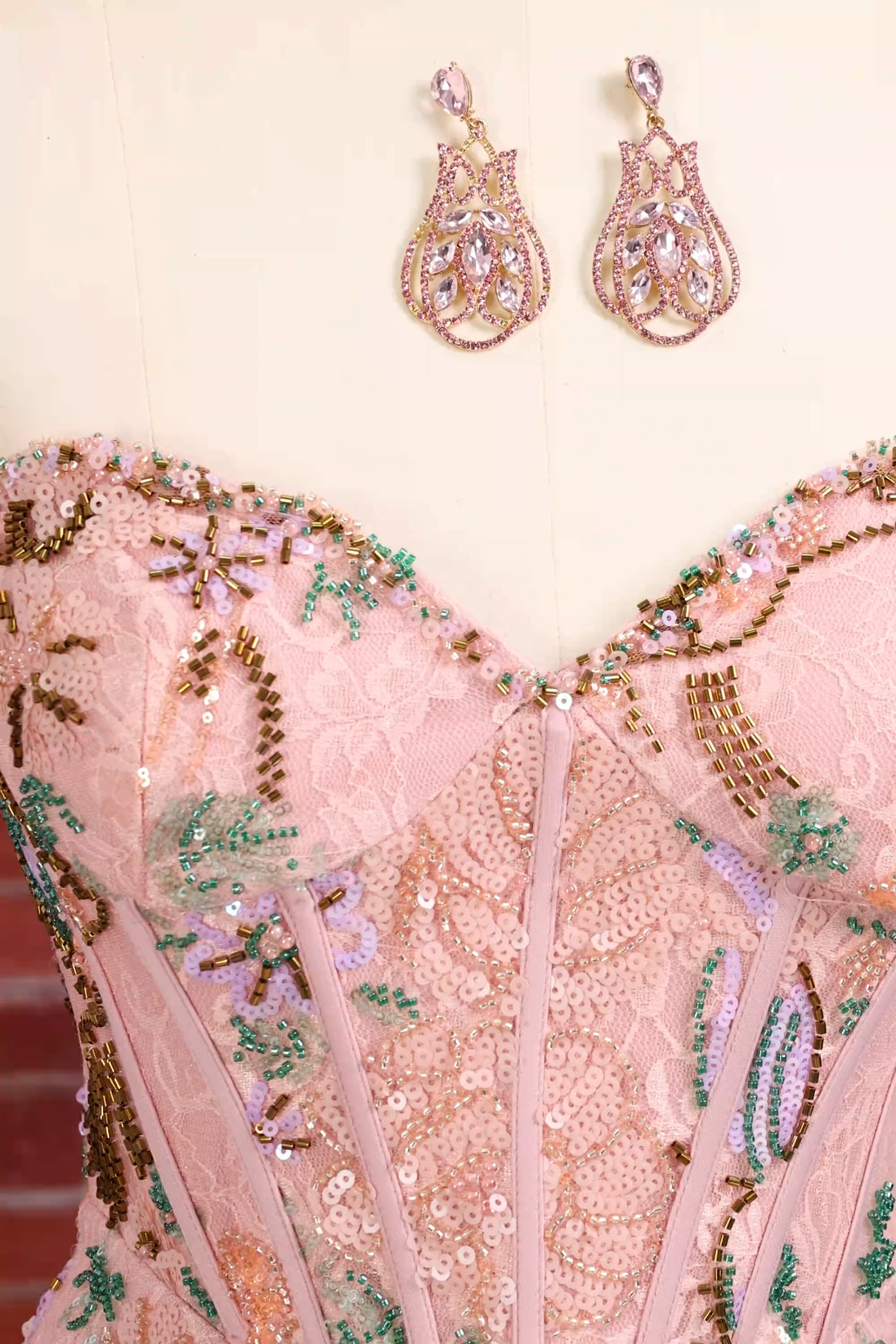 Bodycon Sparkly Sequined Pink Floral Short Homecoming Dress