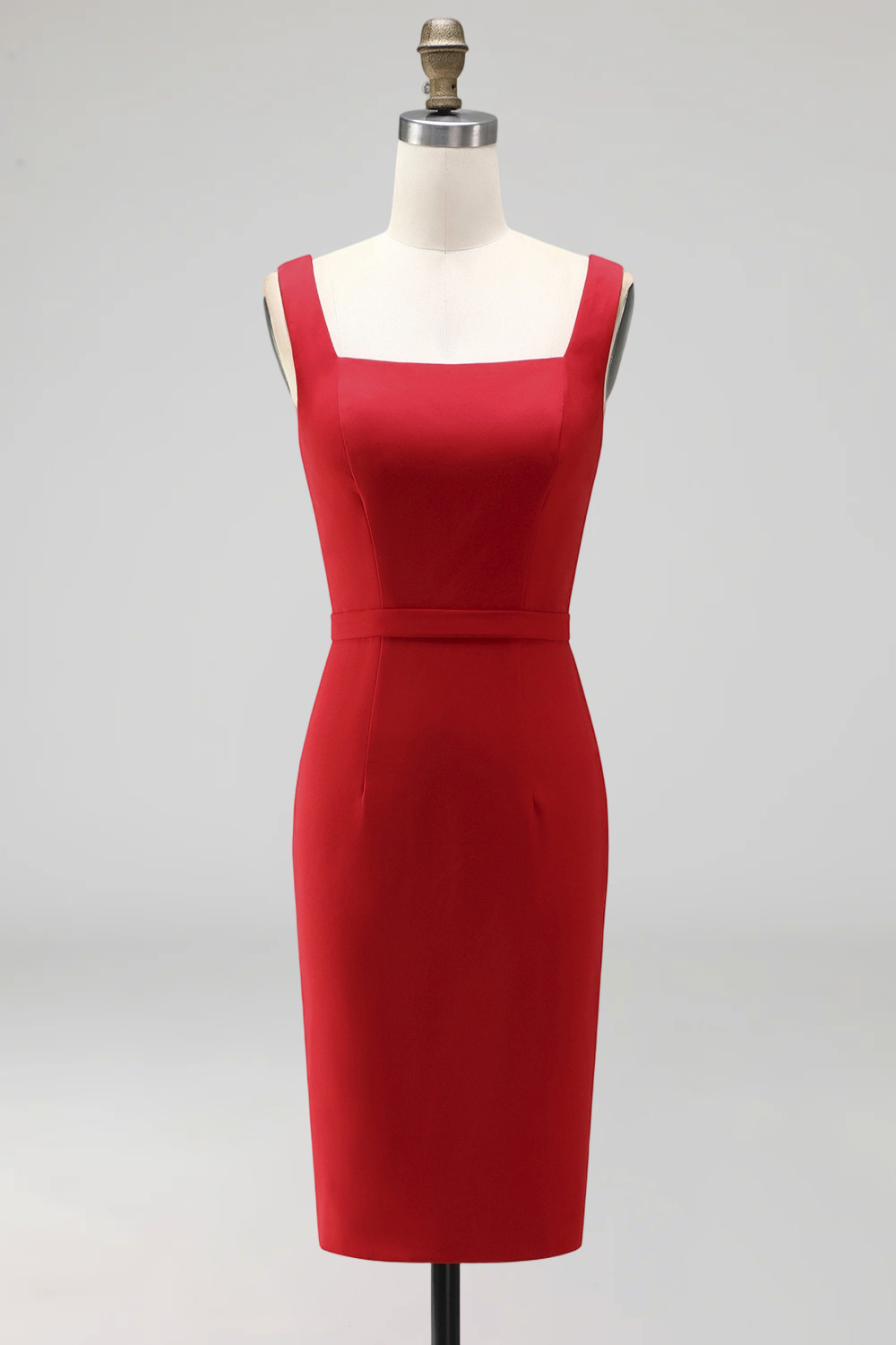 Navy Bodycon Square Neck Sleeveless Midi Work Dress