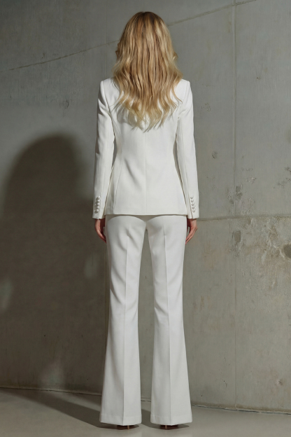 2 Piece White Shawl Lapel Sparkly Prom Suits with Sequins